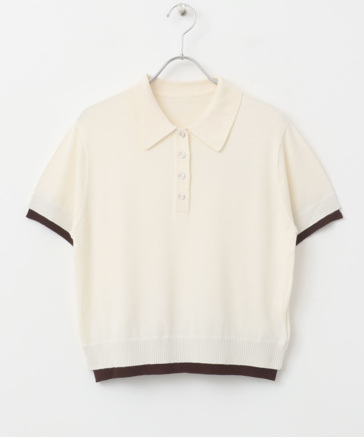 ハイショクレイヤードニットポロシャツ IVORY one
