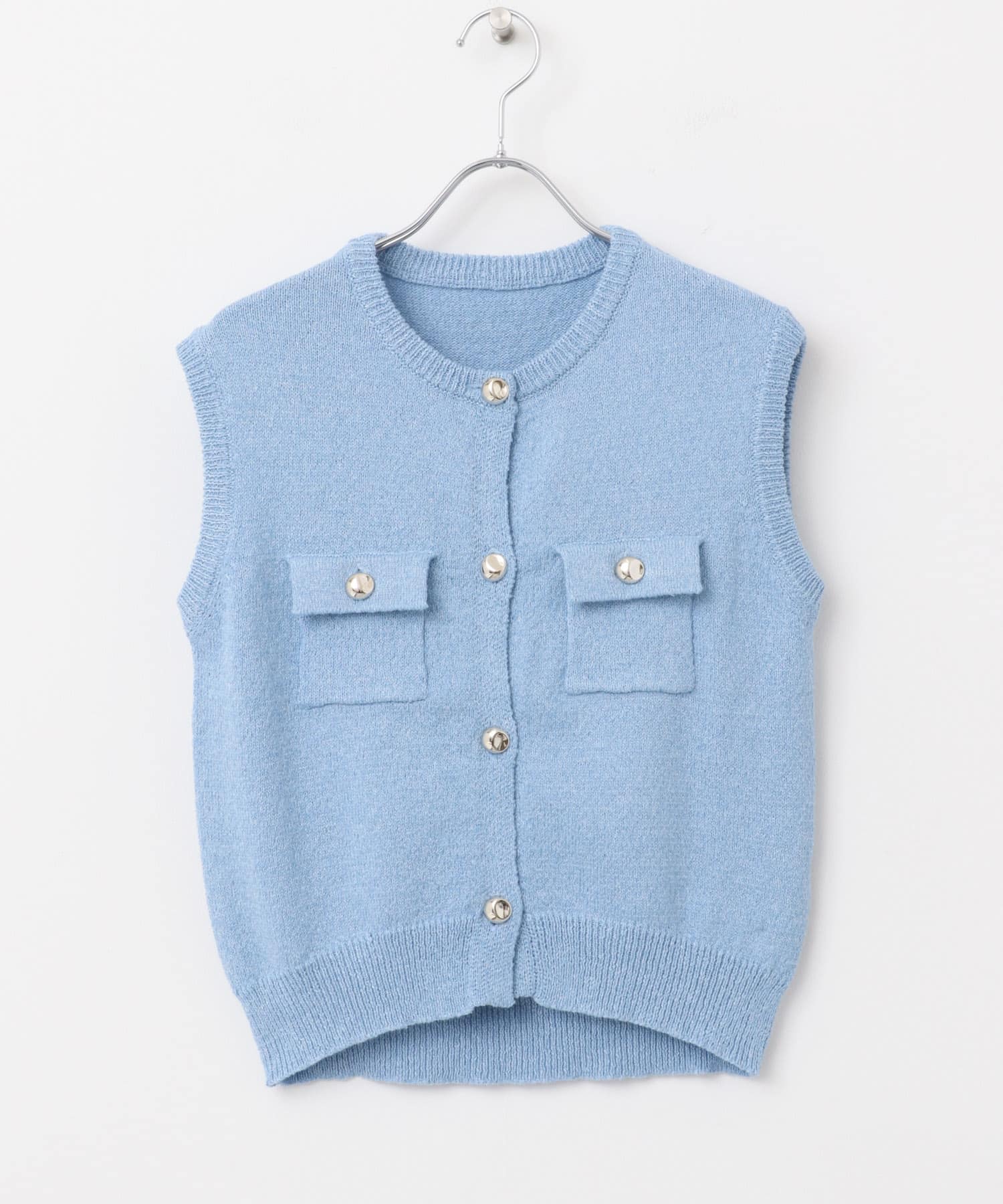 メタルボタンポケットベスト L.BLUE one