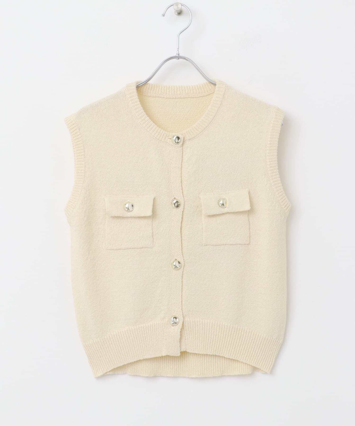 メタルボタンポケットベスト IVORY one
