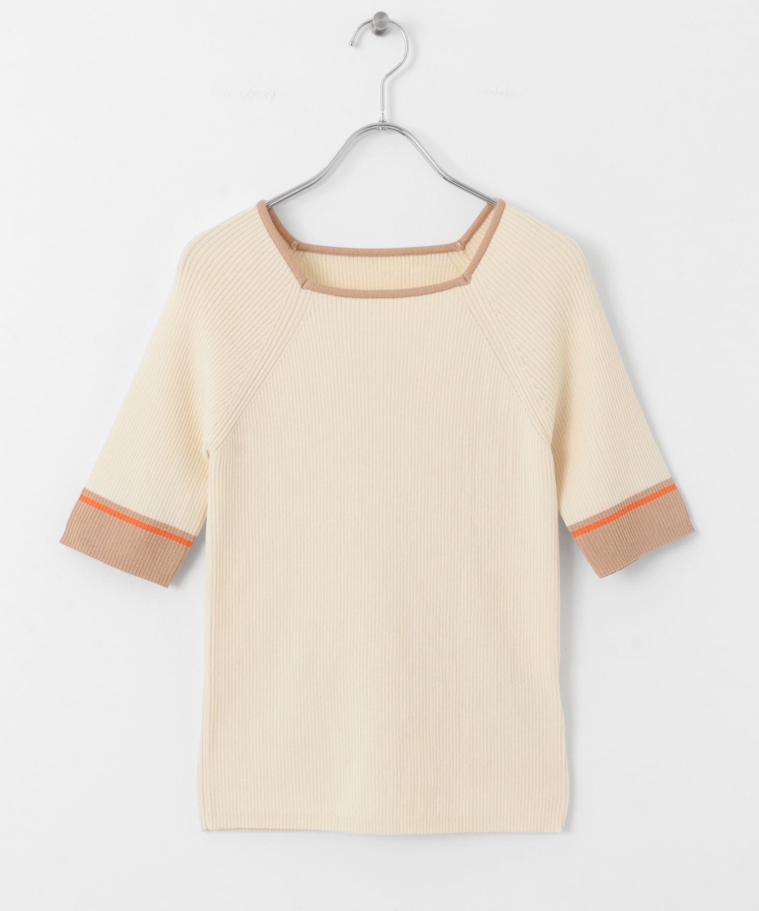 スクエアネックバイカラーコンパクトセーター IVORY one