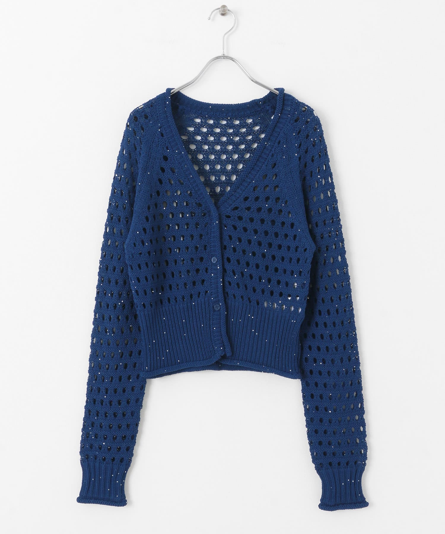スパンコールメッシュカーディガン BLUE one