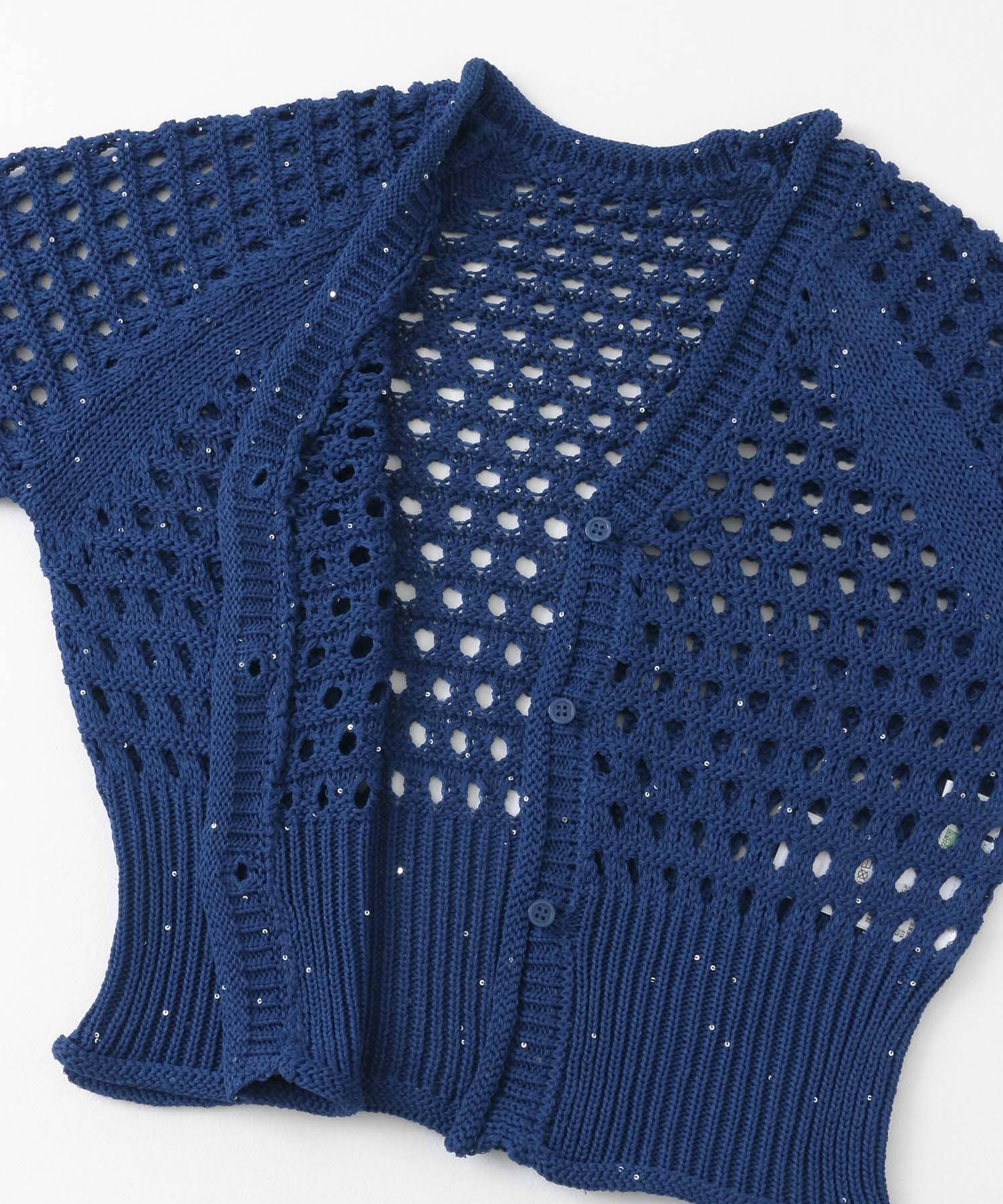 スパンコールメッシュカーディガン BLUE one