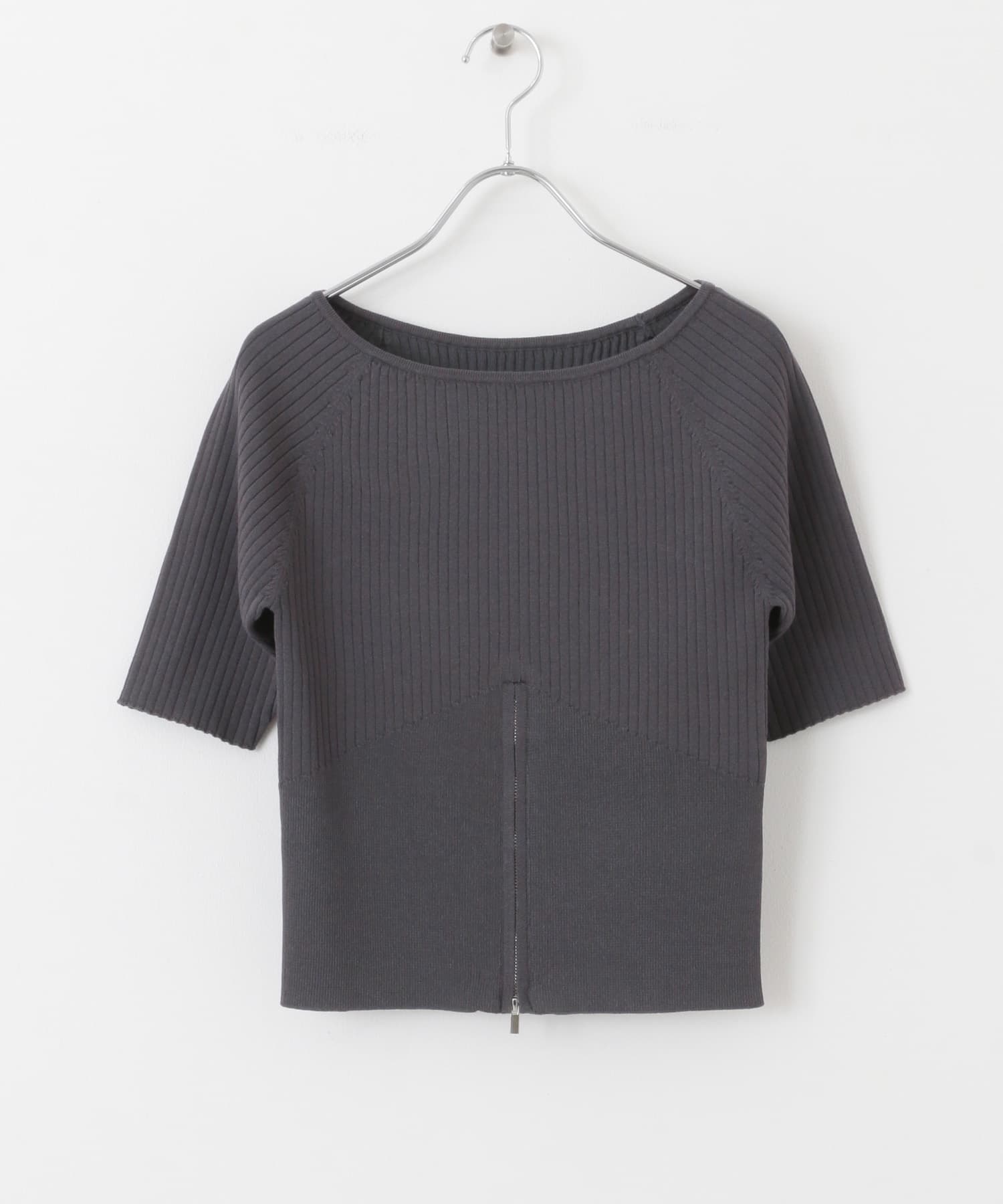 2WAYボートネックZIPセーター CHARCOAL one