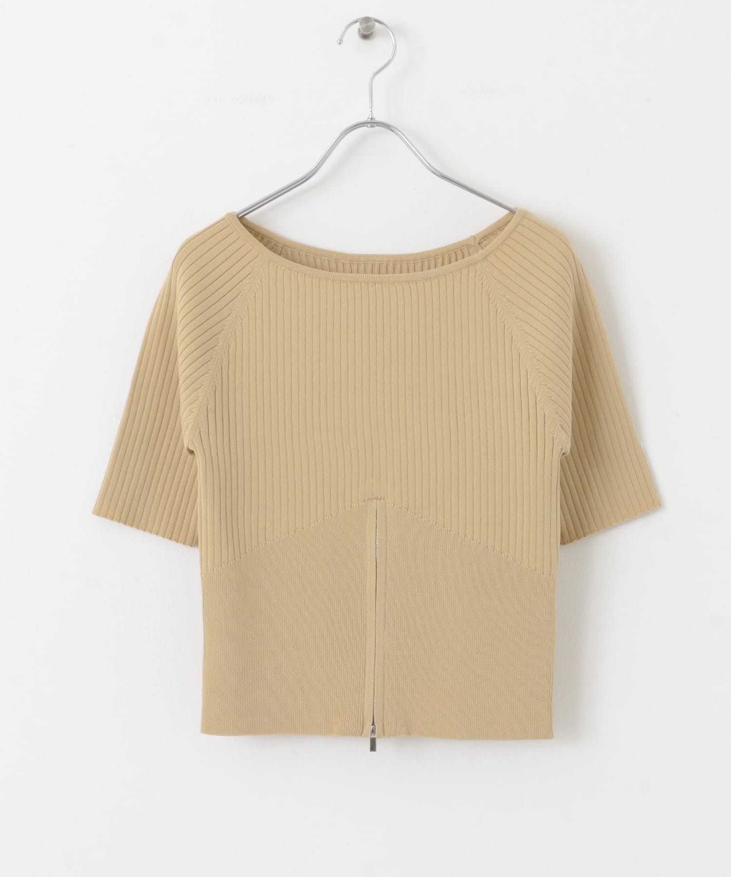 2WAYボートネックZIPセーター BEIGE one