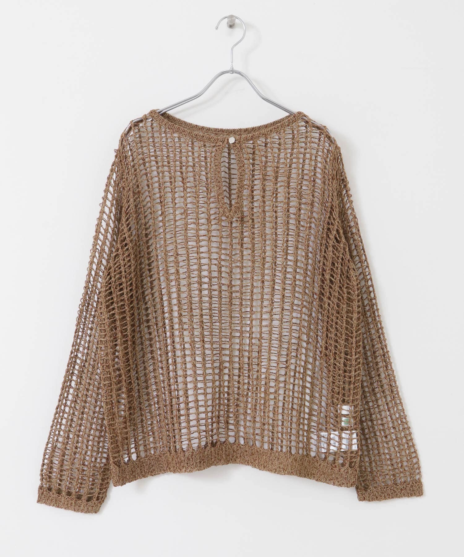 キーネックメッシュニット BROWN one