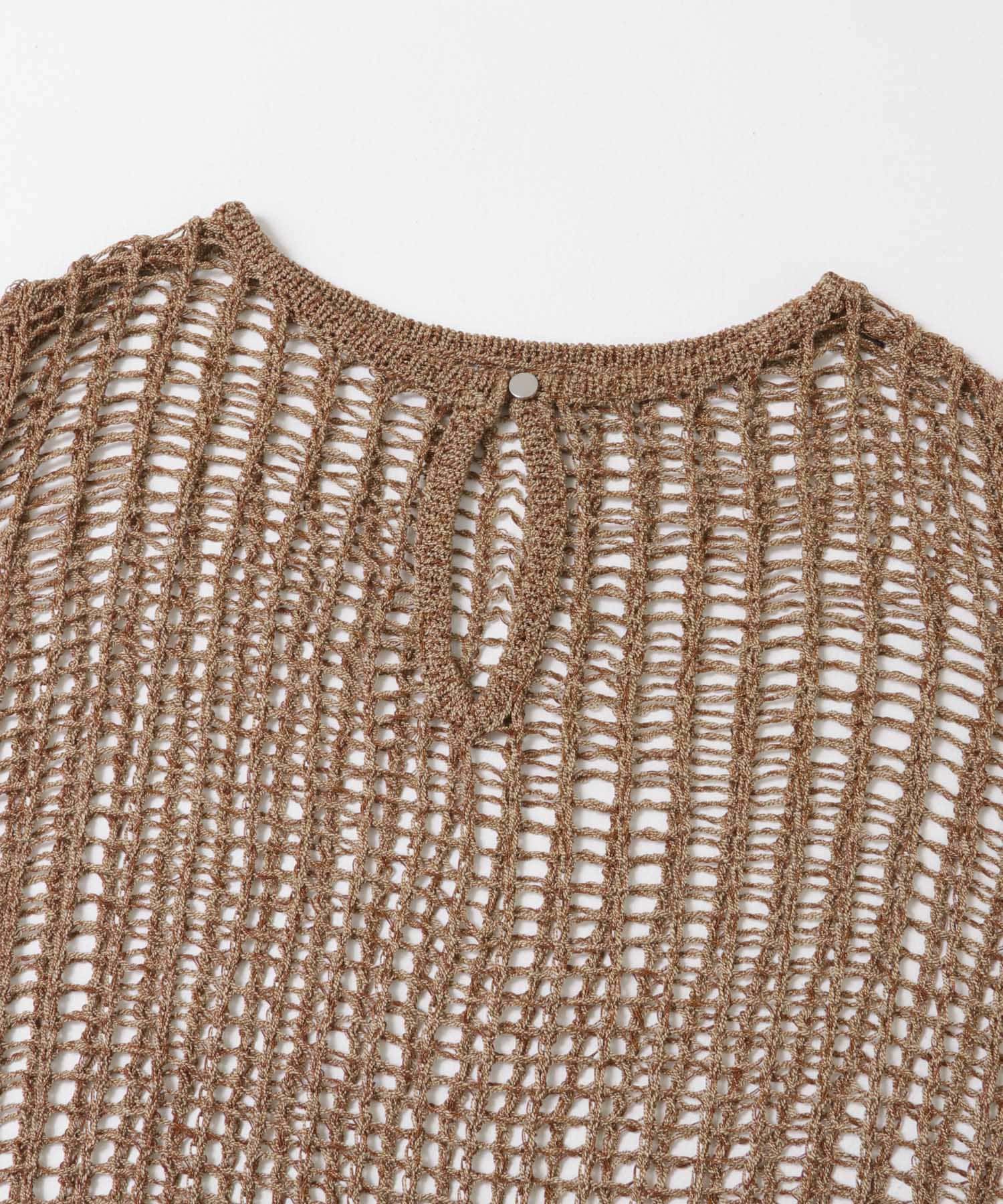 キーネックメッシュニット BROWN one