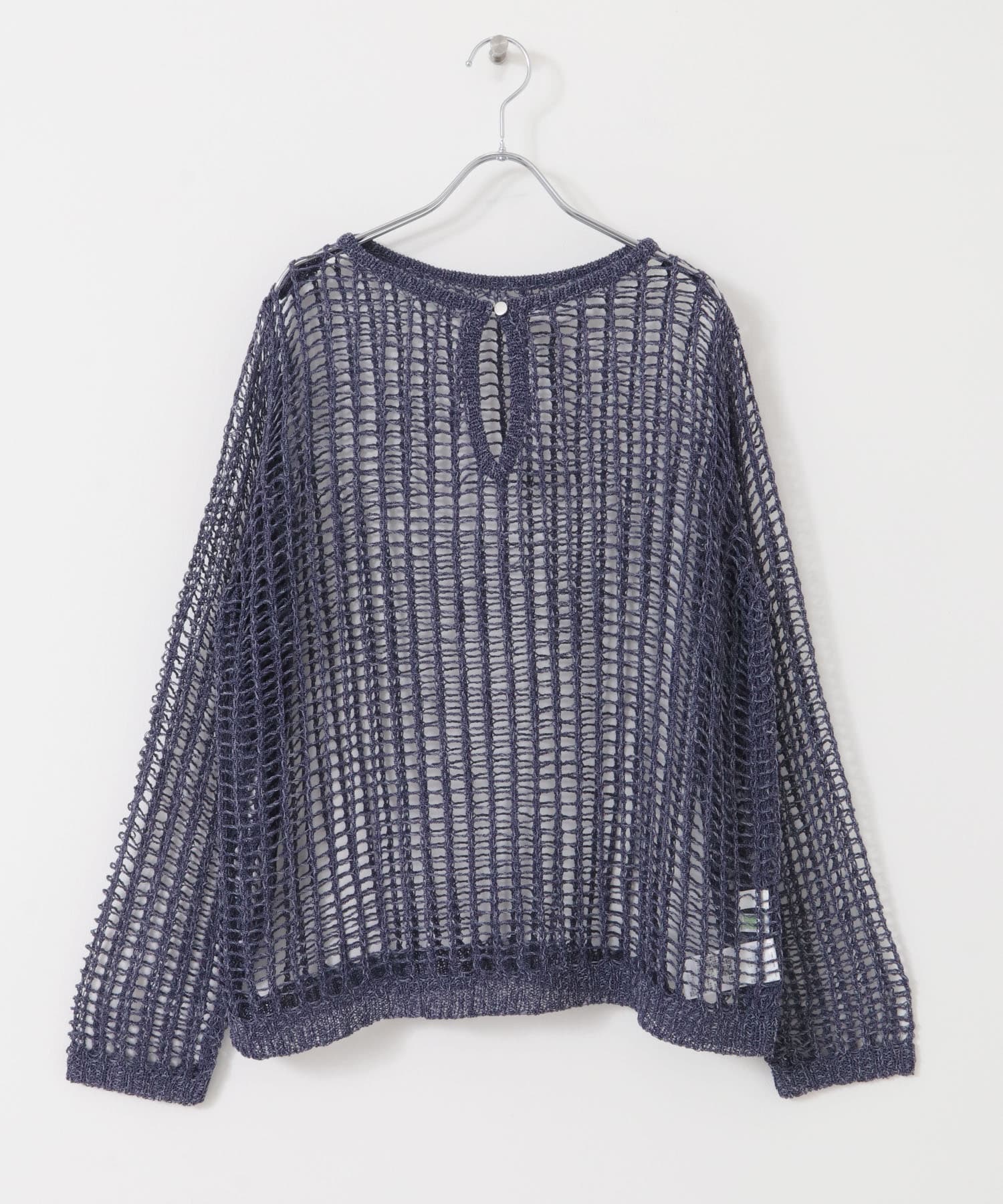 キーネックメッシュニット NAVY one