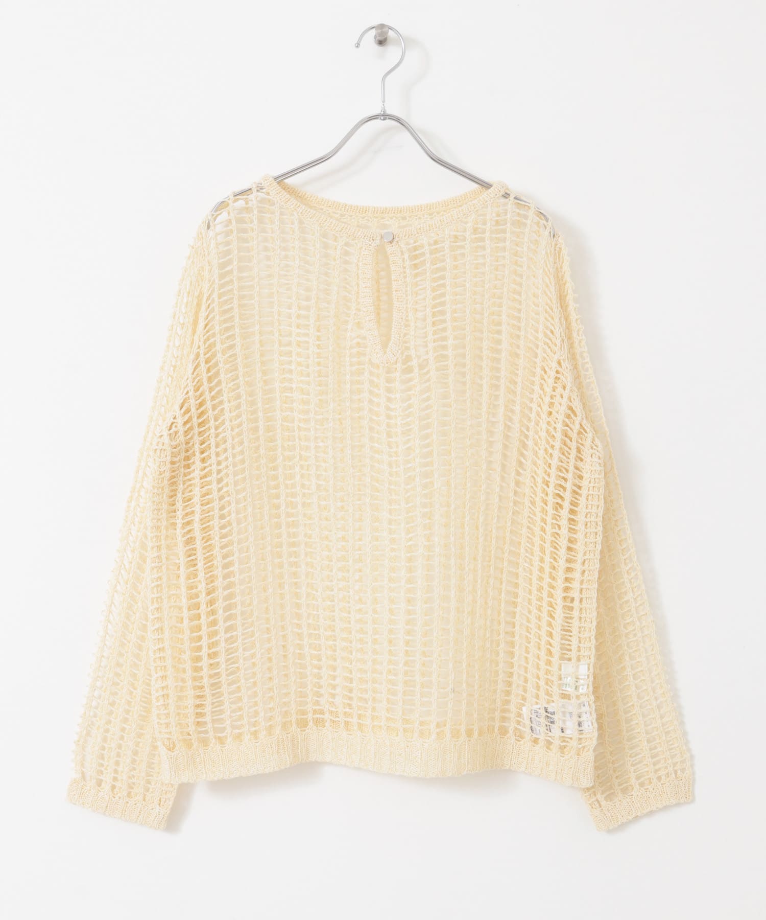 キーネックメッシュニット IVORY one