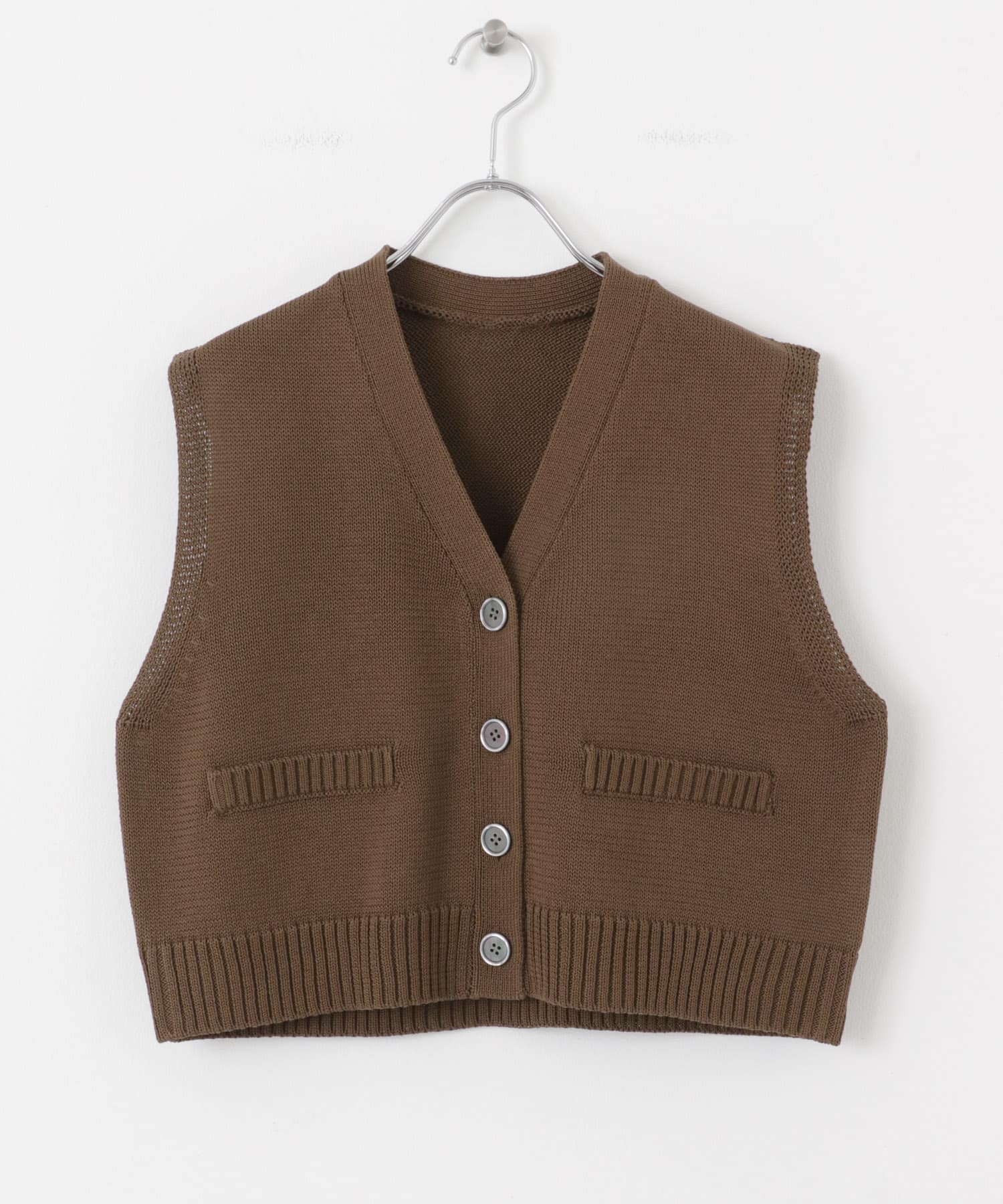 フロントボタンクロップドセーター BROWN one