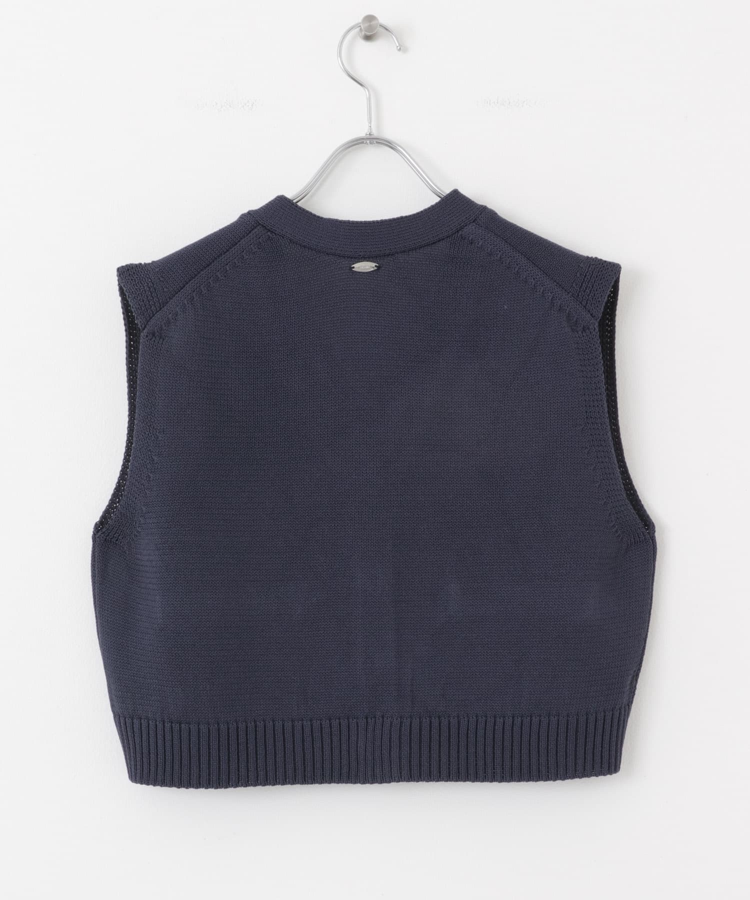 フロントボタンクロップドセーター NAVY one