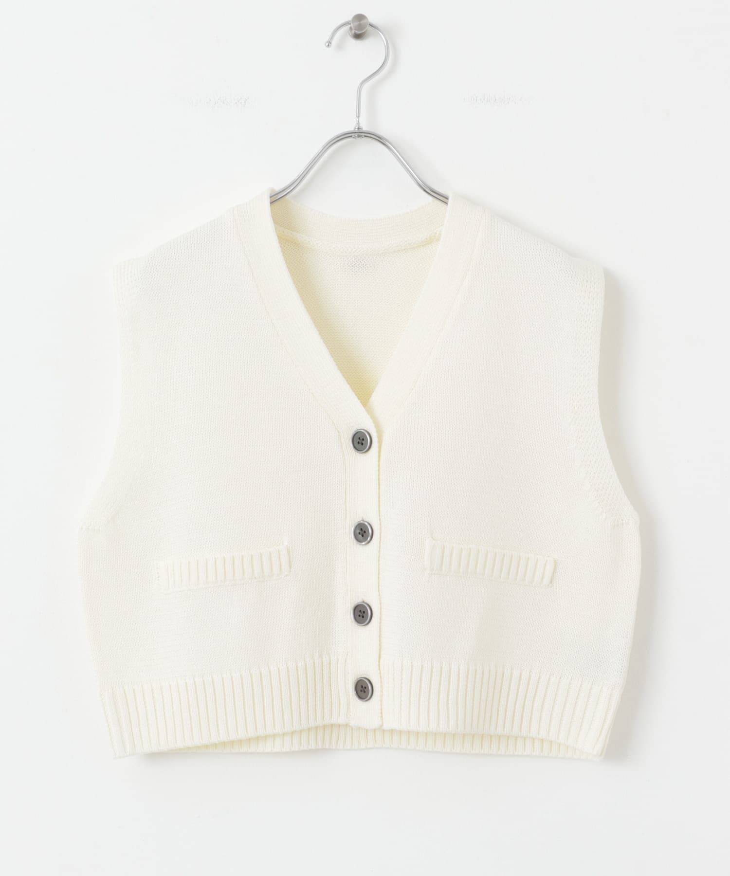 フロントボタンクロップドセーター IVORY one