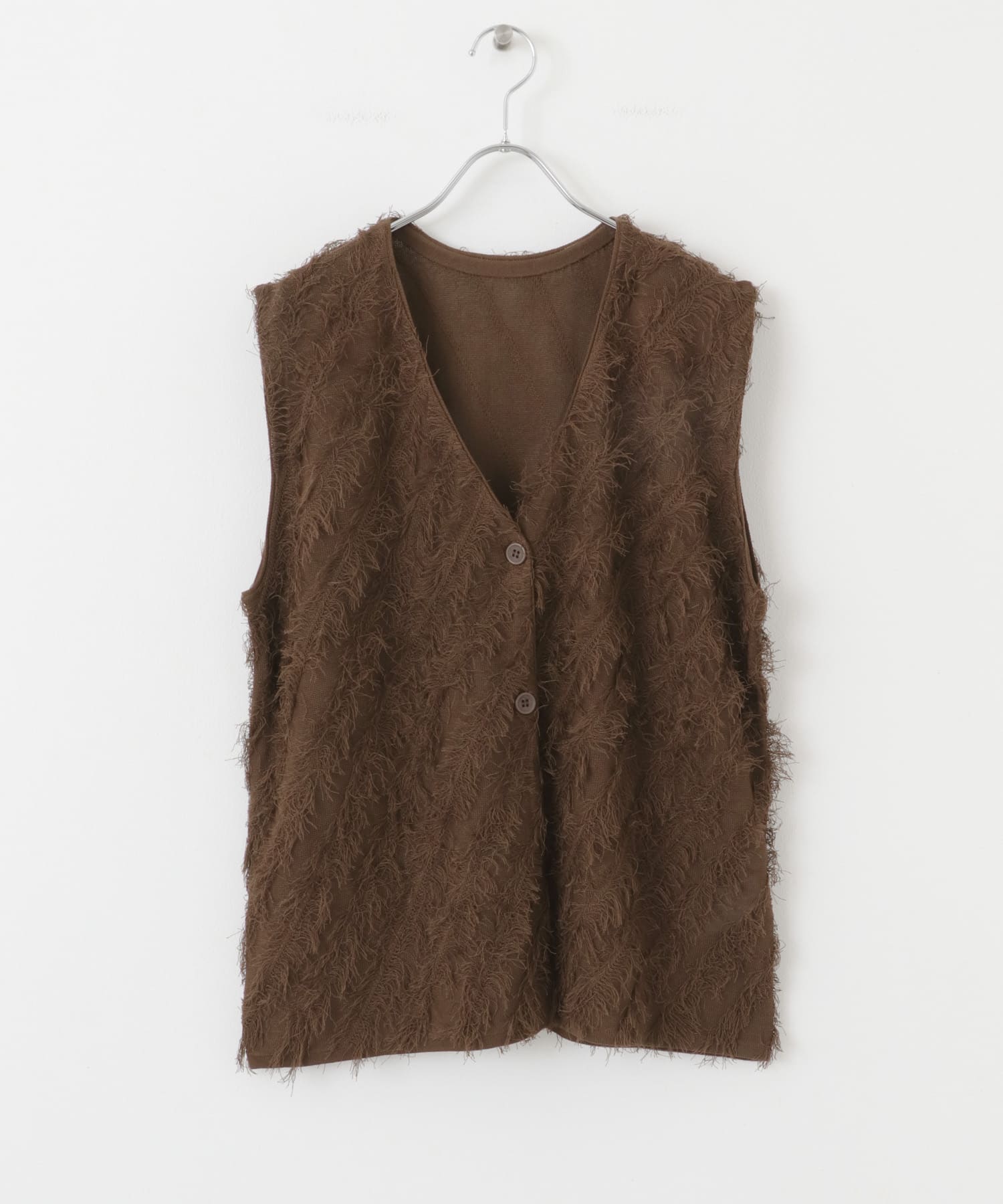 フリンジニットジレベスト BROWN one