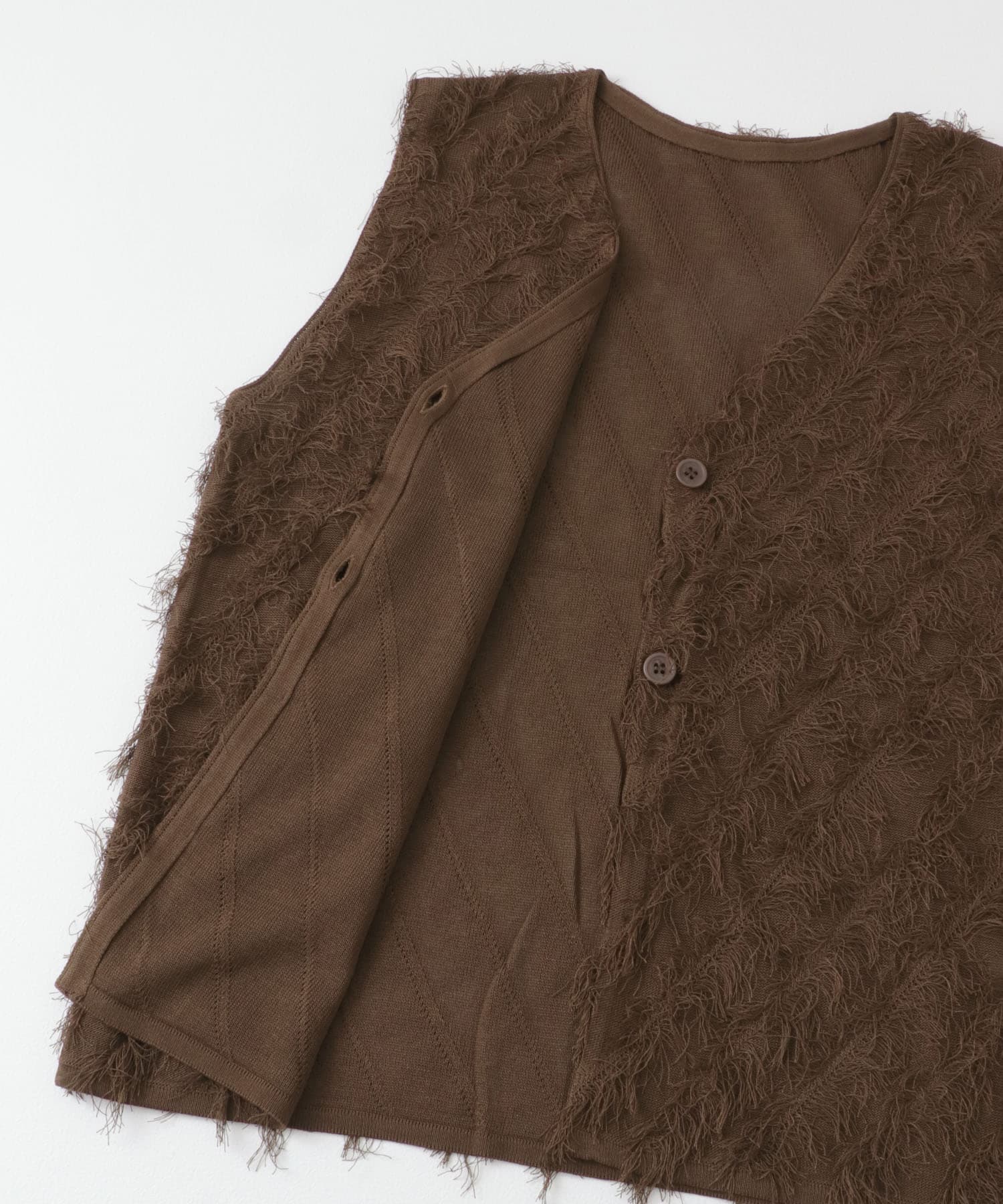 フリンジニットジレベスト BROWN one