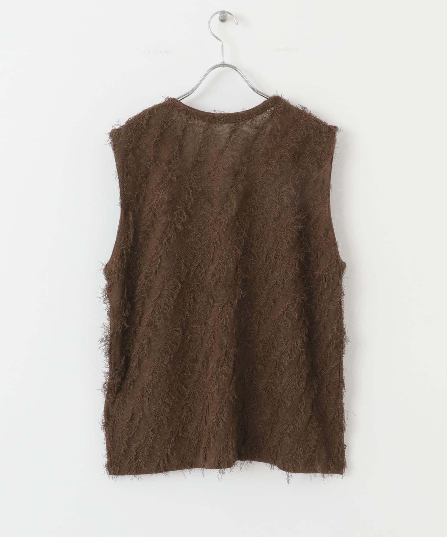 フリンジニットジレベスト BROWN one