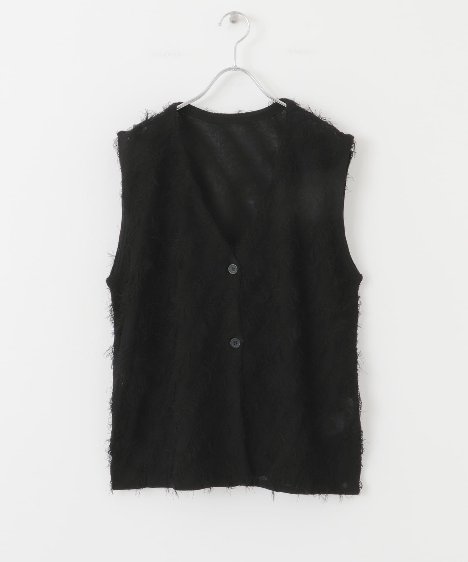 フリンジニットジレベスト BLACK one