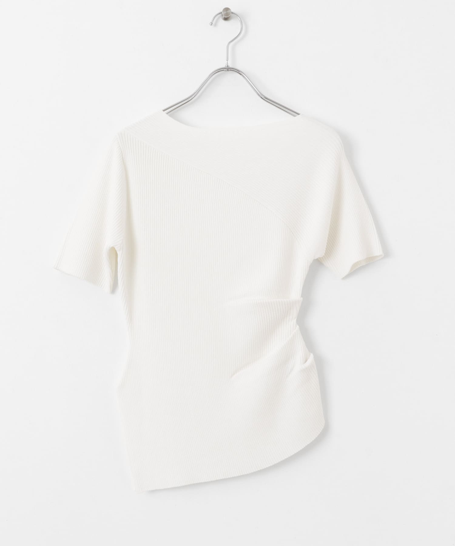 アシメネックセーター(半袖) OFF WHITE one