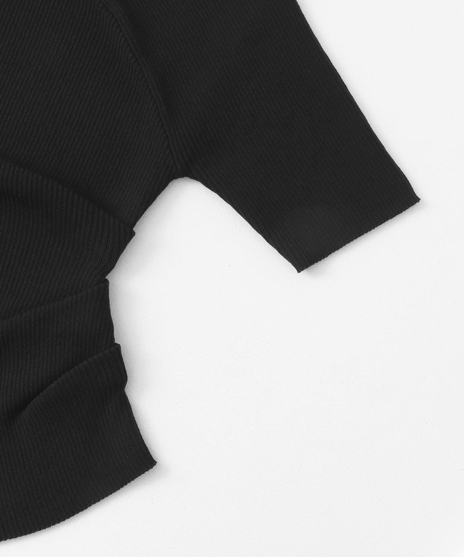 アシメネックセーター(半袖) BLACK one