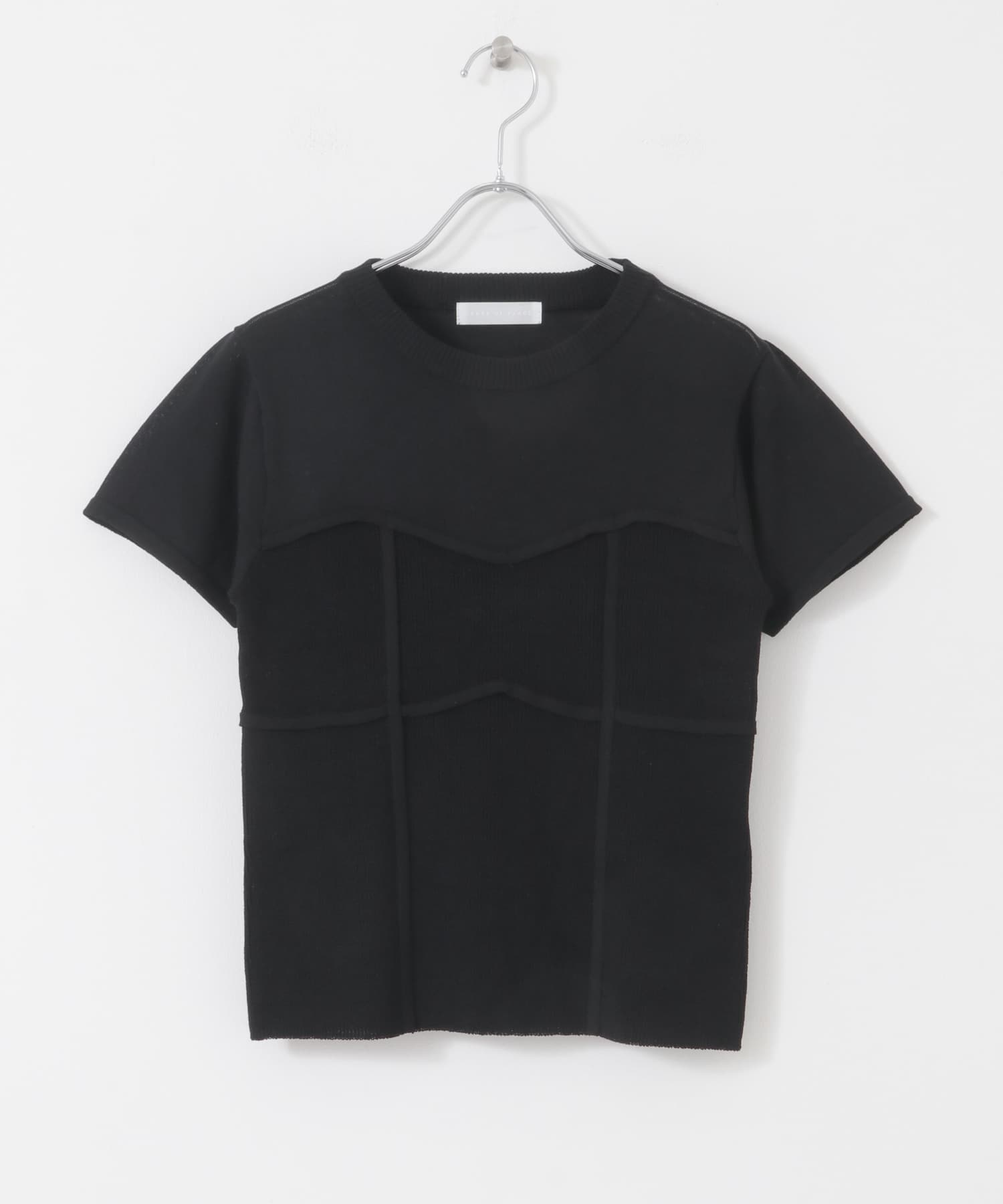 ビスチェデザインセーター(半袖) BLACK one