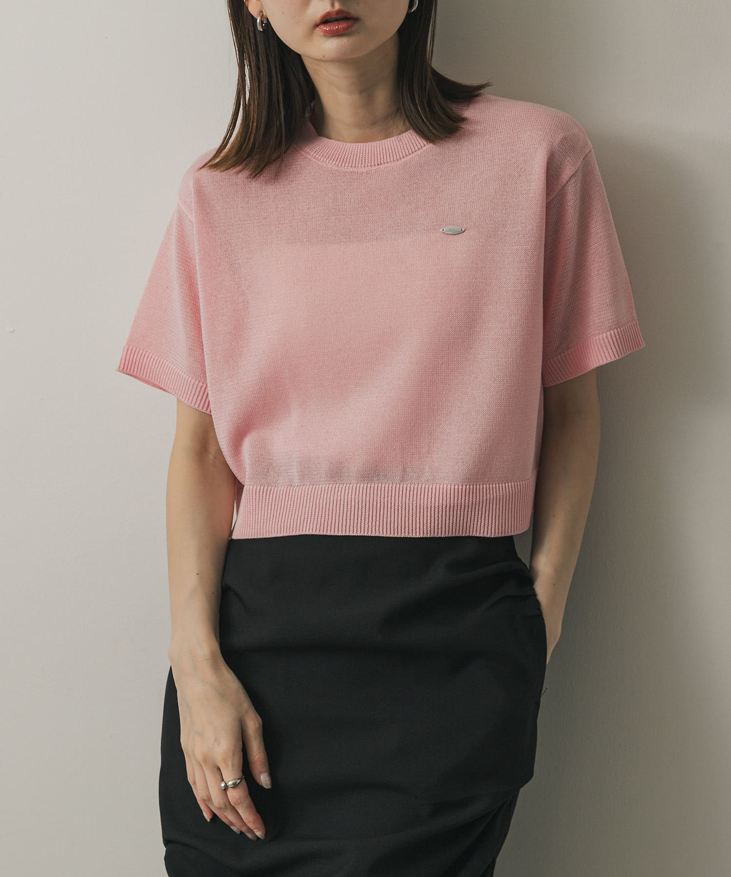 クルーネッククロップドセーター