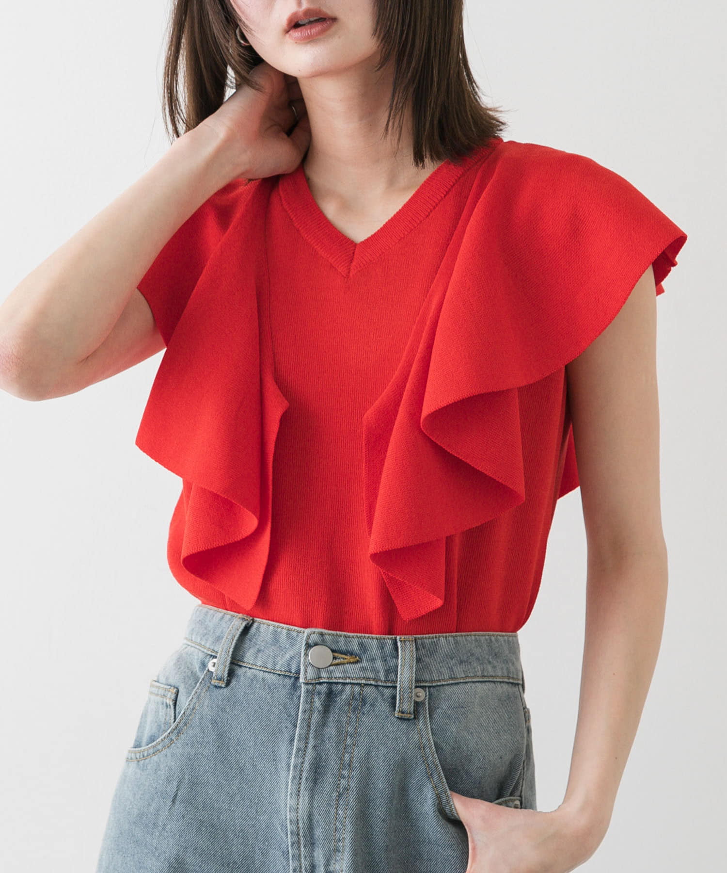 フリルショルダートップ