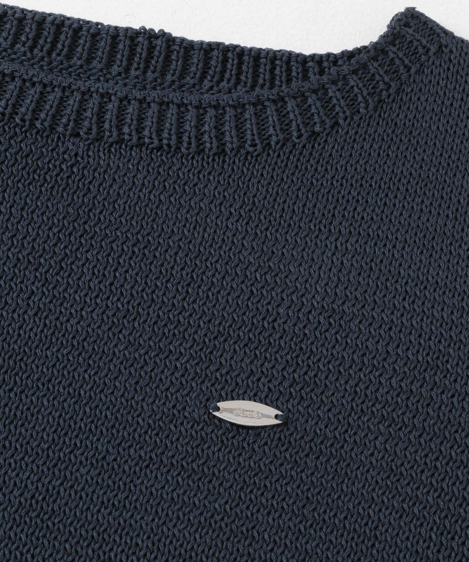 リネンタッチクロップドセーター NAVY one