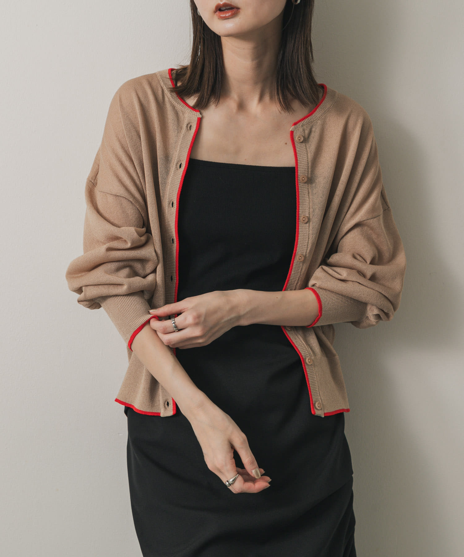 シアーボリュームスリーブカーディガン