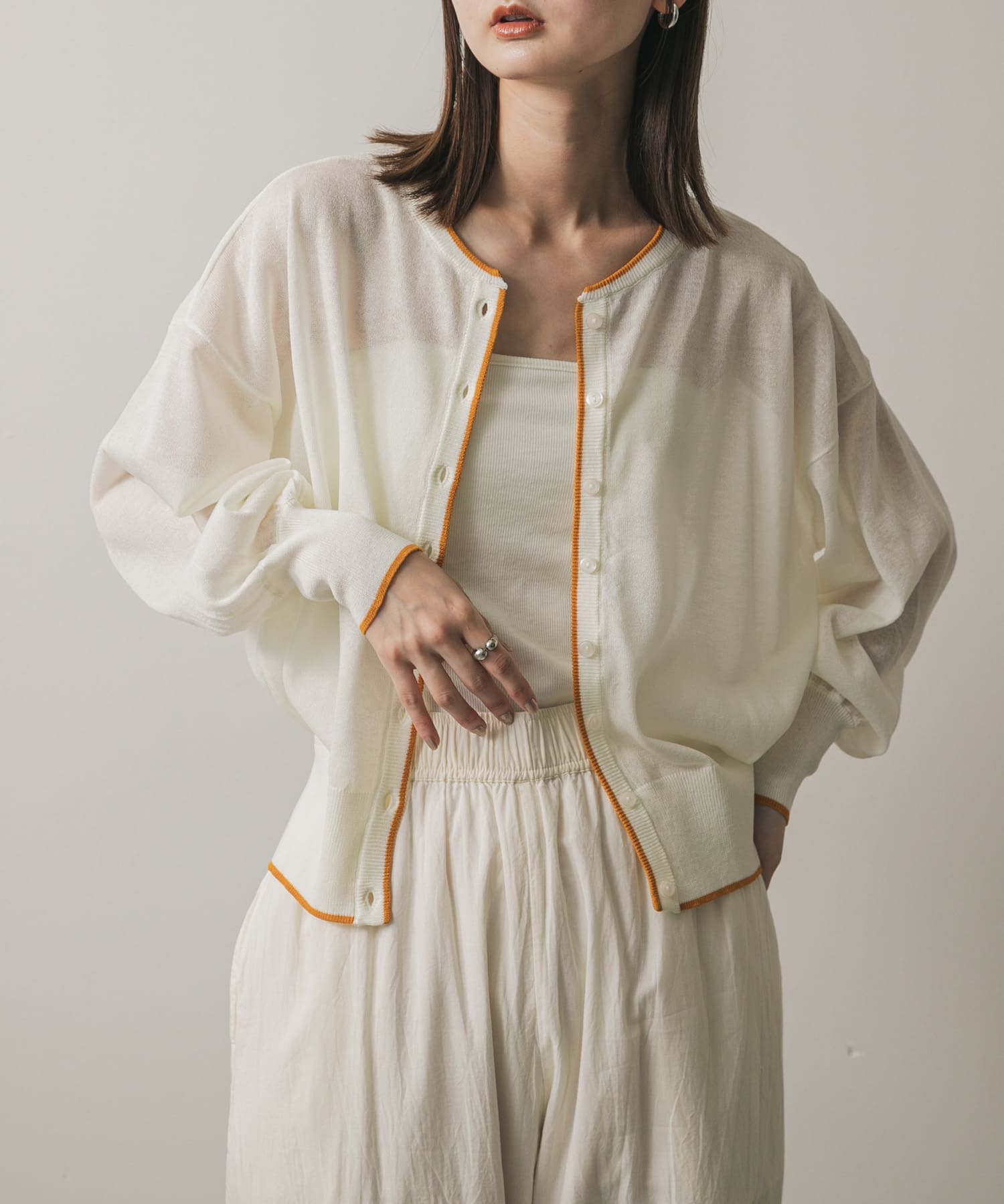 シアーボリュームスリーブカーディガン