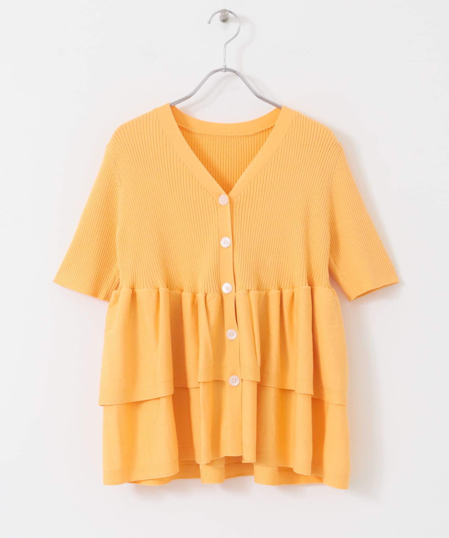 『WEB限定』ペプラムカーディガン(半袖) ORANGE one