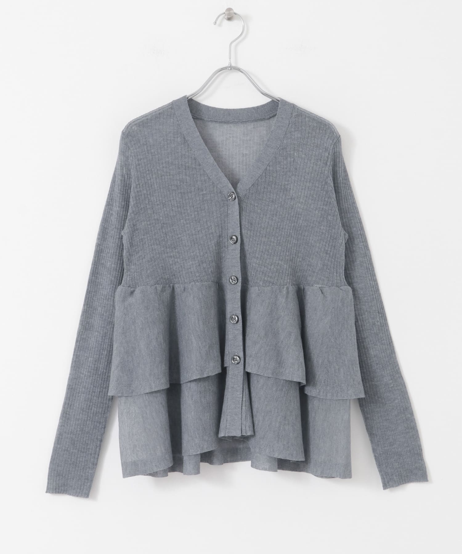 シアーペプラムカーディガン GRAY one