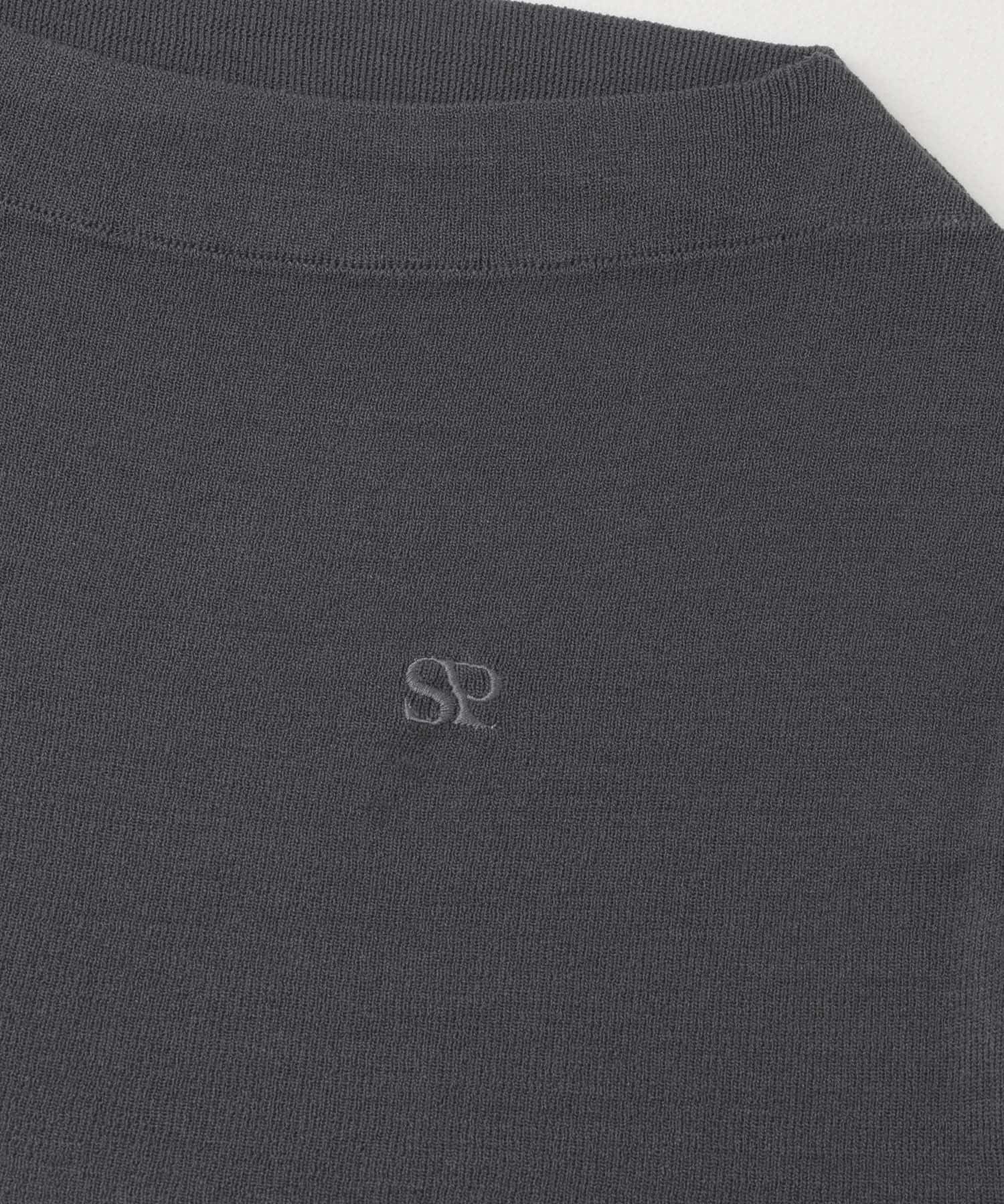 シシュウボートネックセーター(半袖) CHARCOAL one