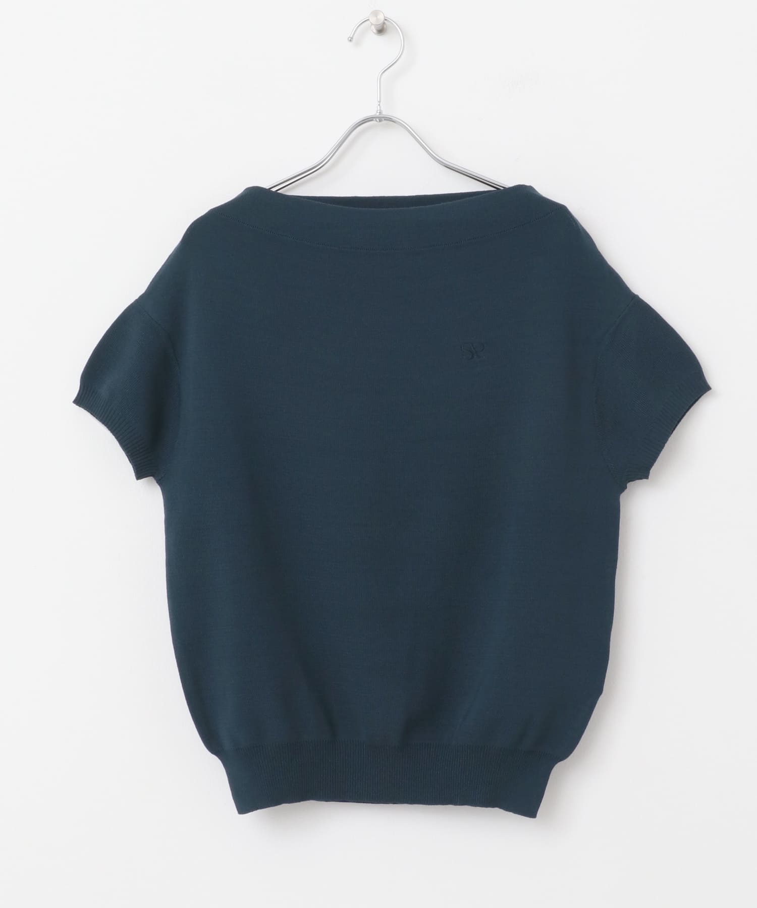 シシュウボートネックセーター(半袖) NAVY one