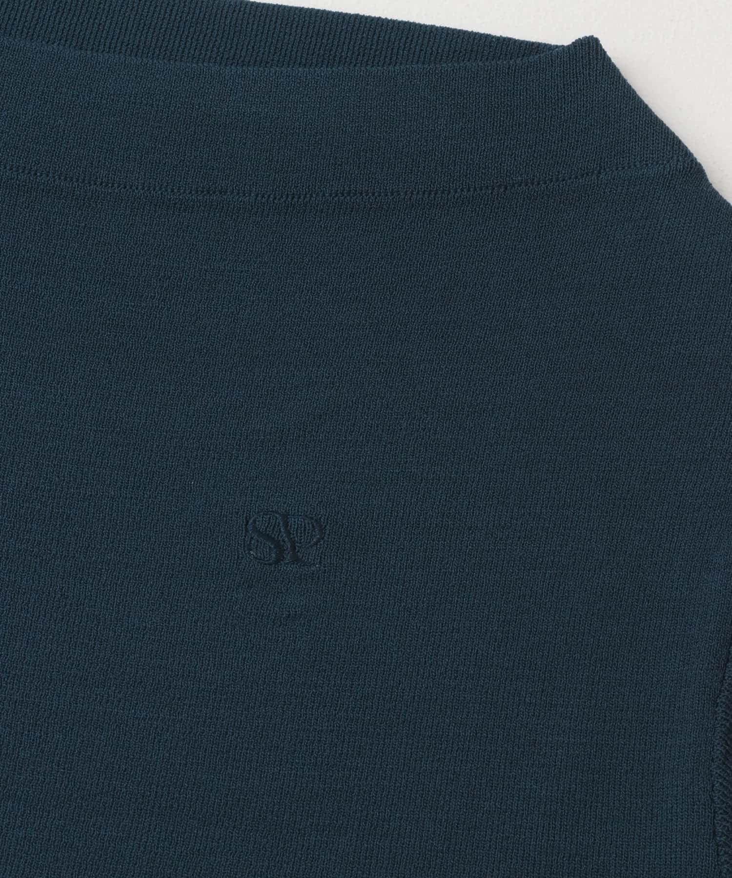 シシュウボートネックセーター(半袖) NAVY one