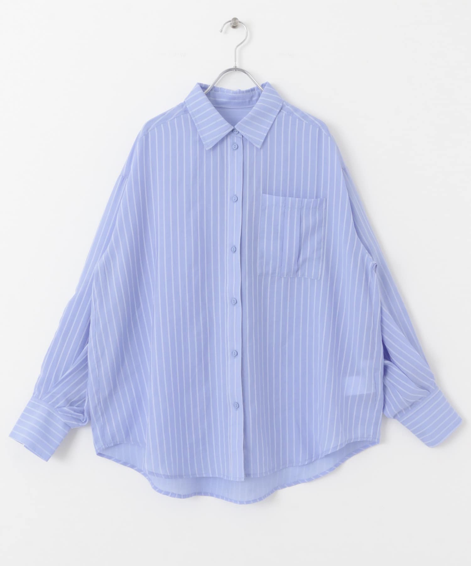 タックポケットシアーストライプシャツ BLU×IVO one