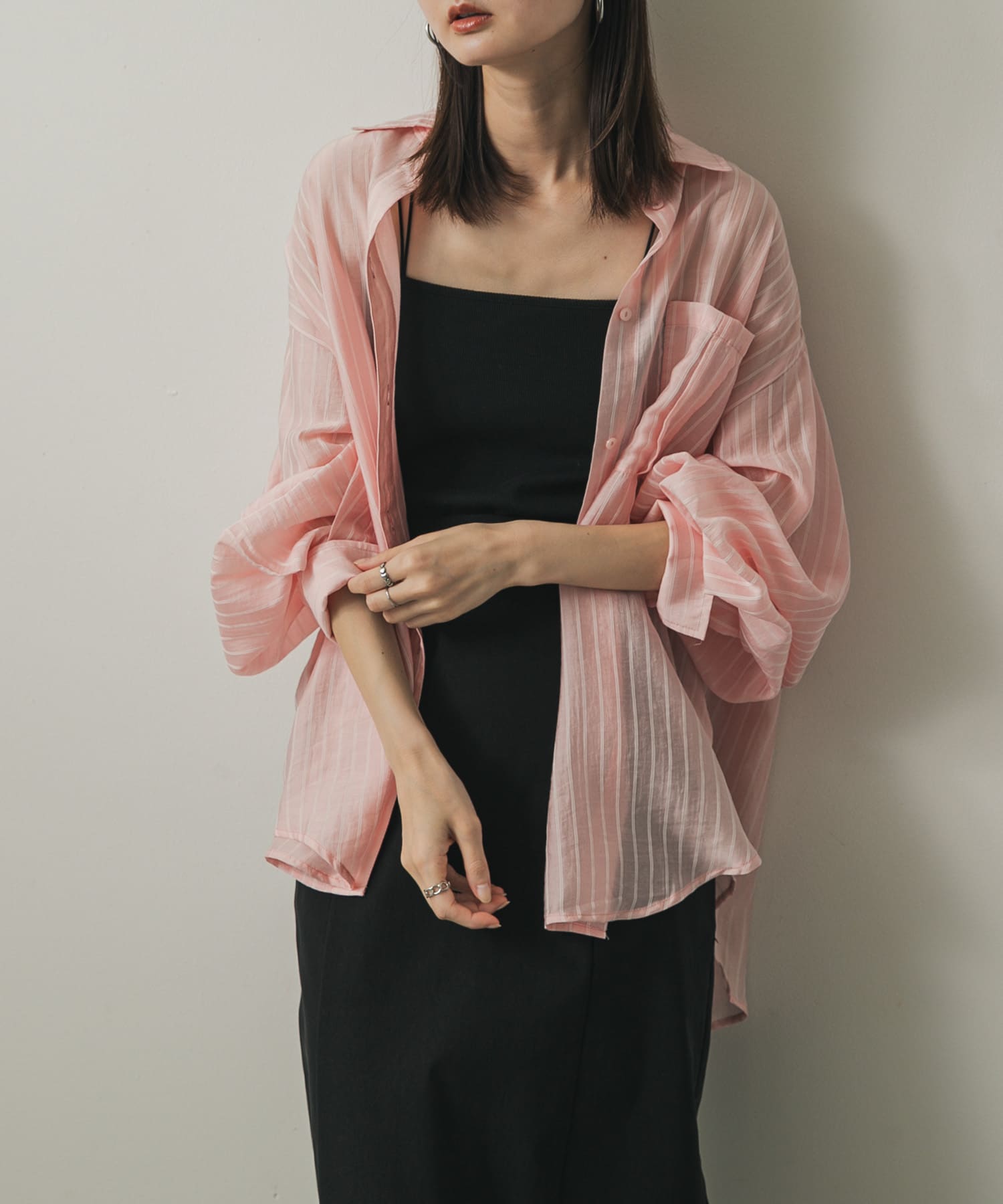 タックポケットシアーストライプシャツ