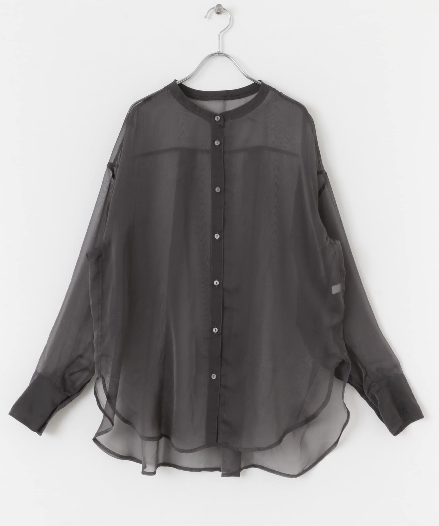 バンドカラーシャンブレーシアーシャツ CHARCOAL one