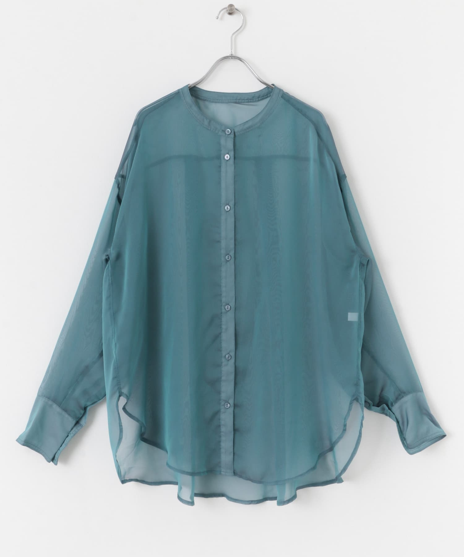 バンドカラーシャンブレーシアーシャツ TURQUOISE one
