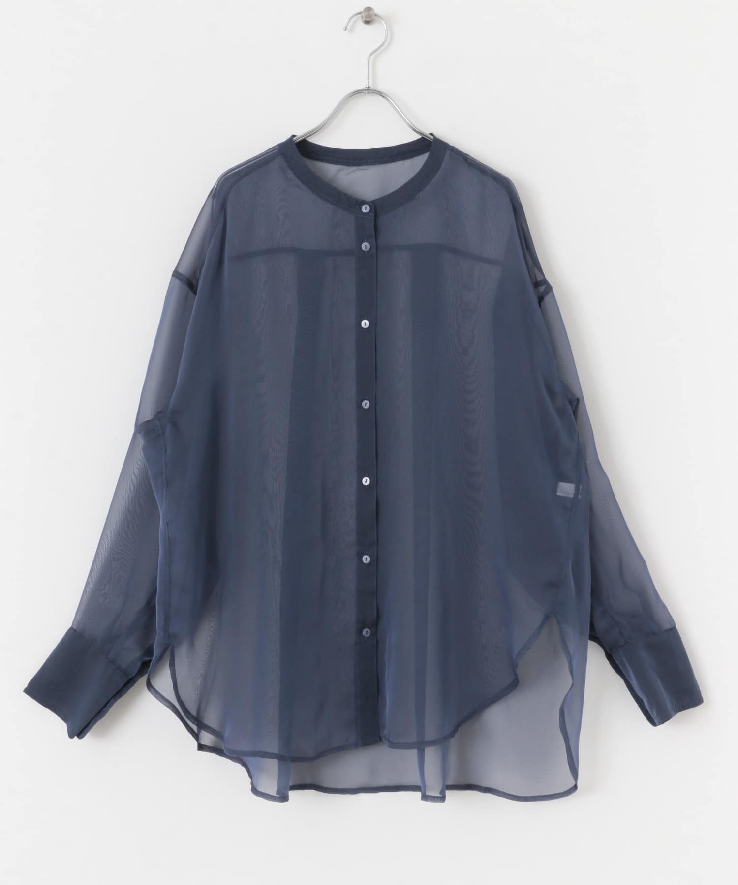 バンドカラーシャンブレーシアーシャツ NAVY one