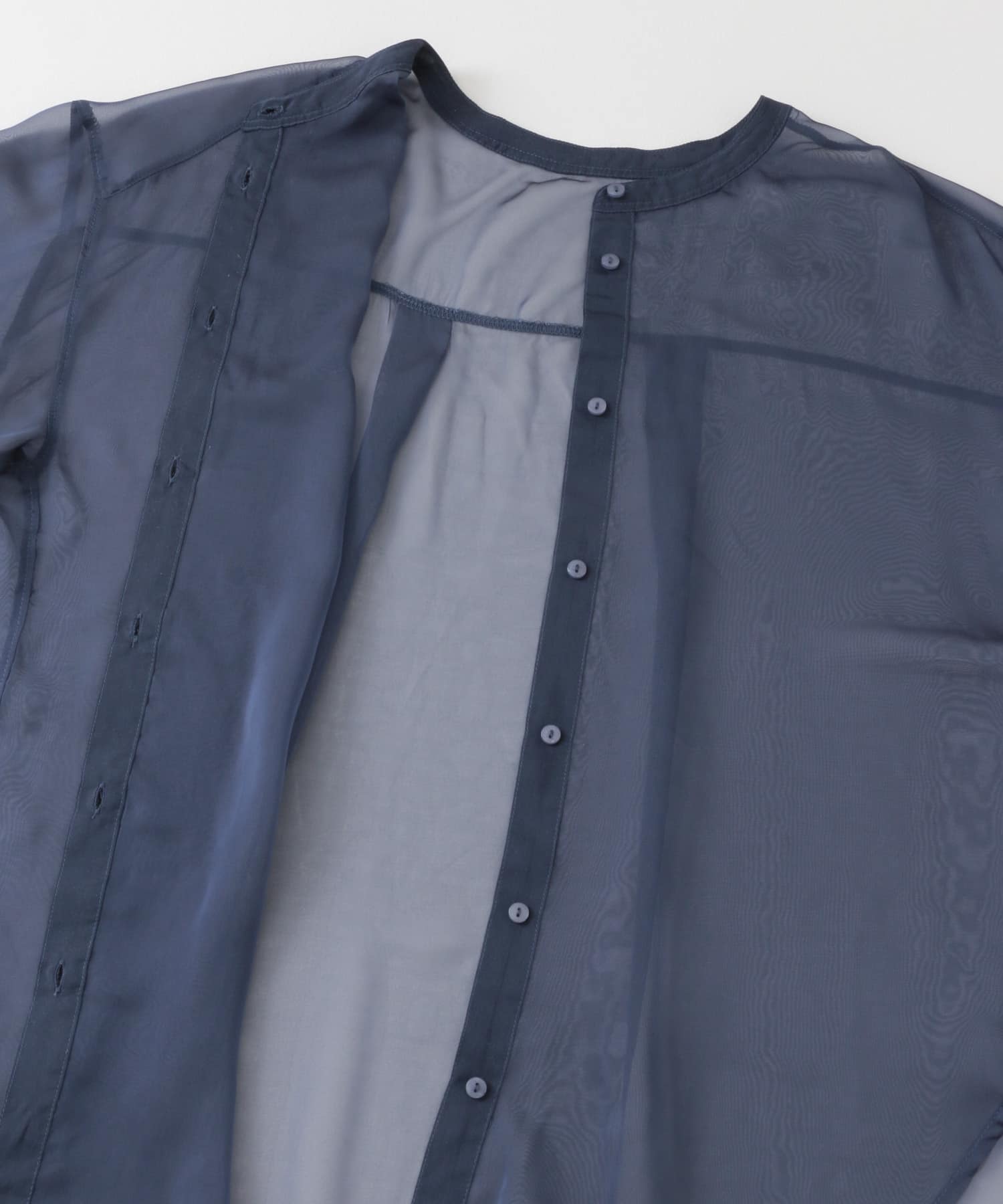 バンドカラーシャンブレーシアーシャツ NAVY one