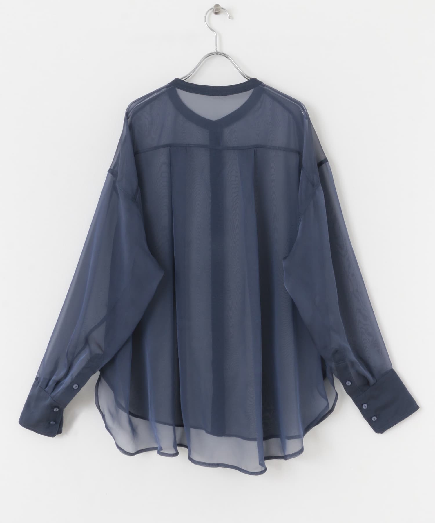 バンドカラーシャンブレーシアーシャツ NAVY one