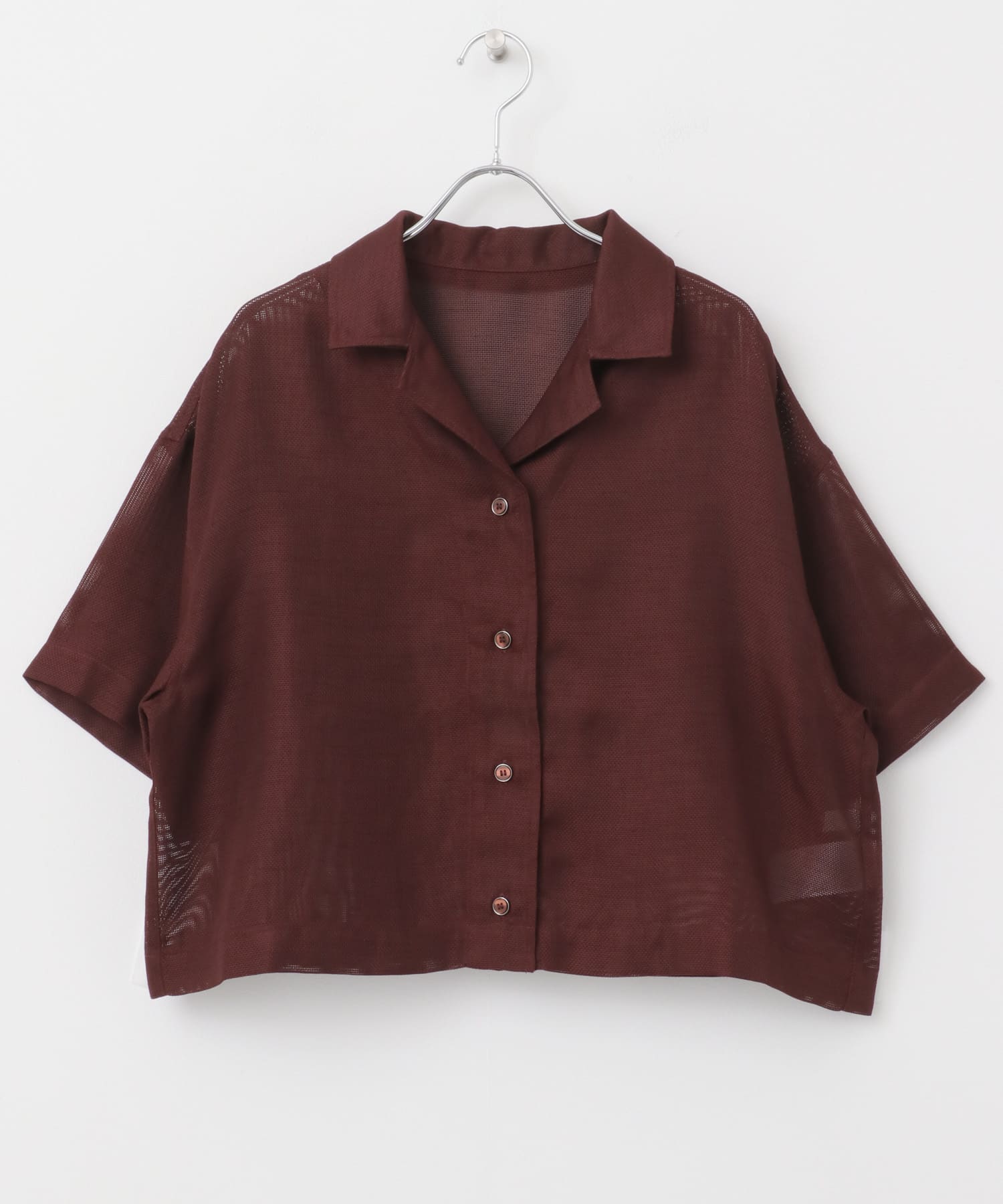 リネンライクメッシュシャツ BROWN one