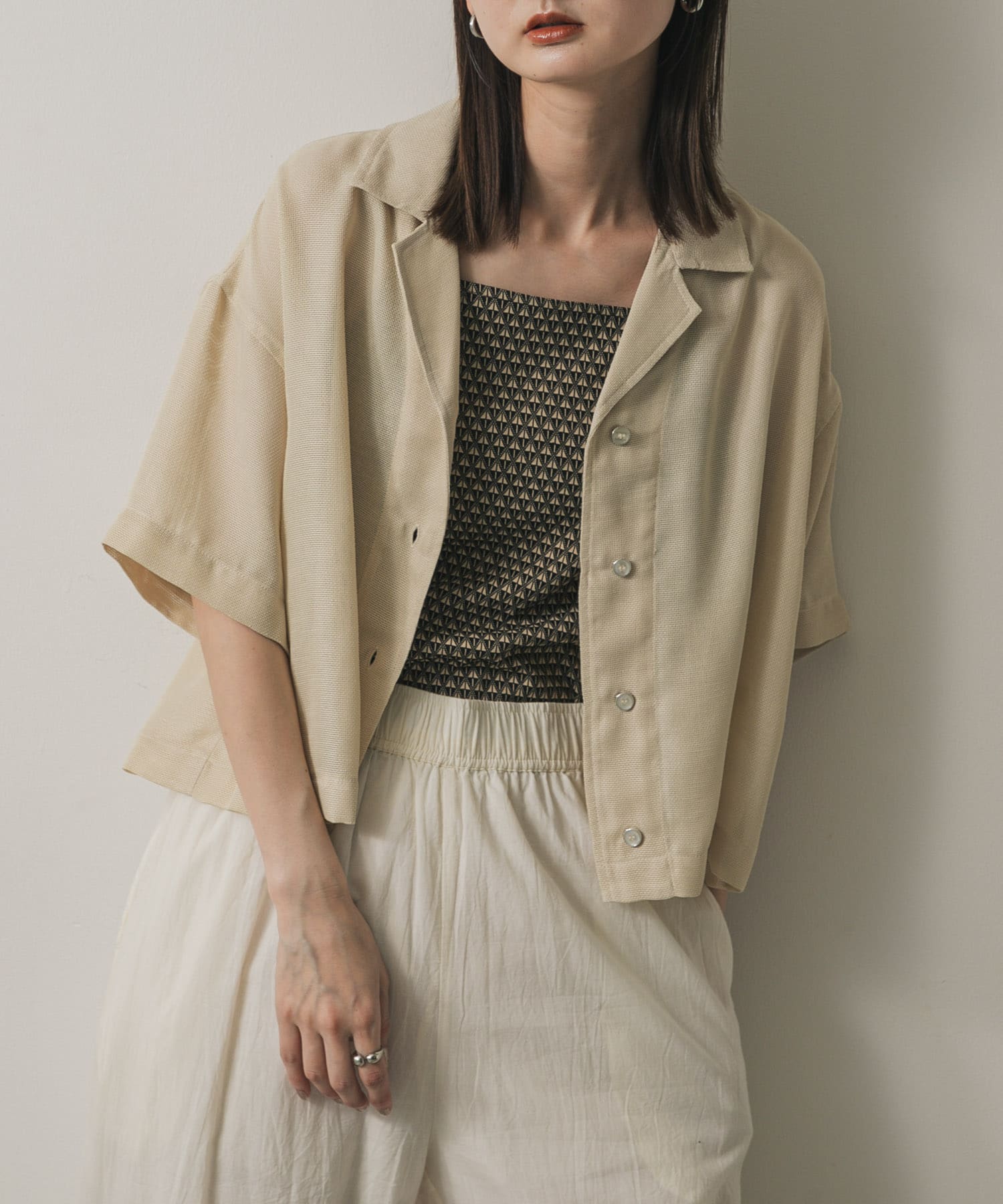 リネンライクメッシュシャツ