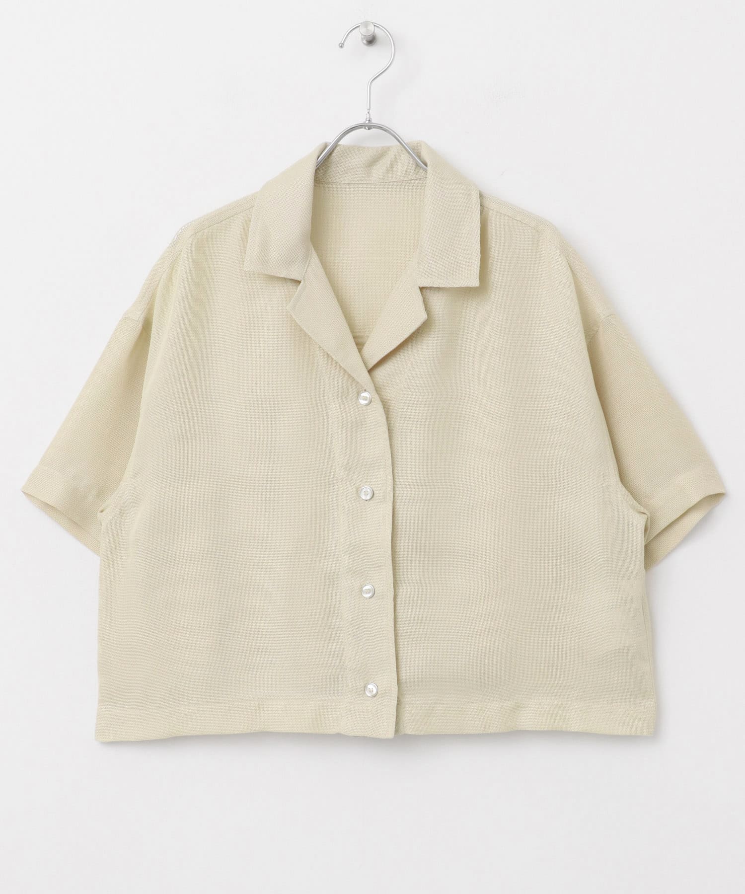 リネンライクメッシュシャツ IVORY one