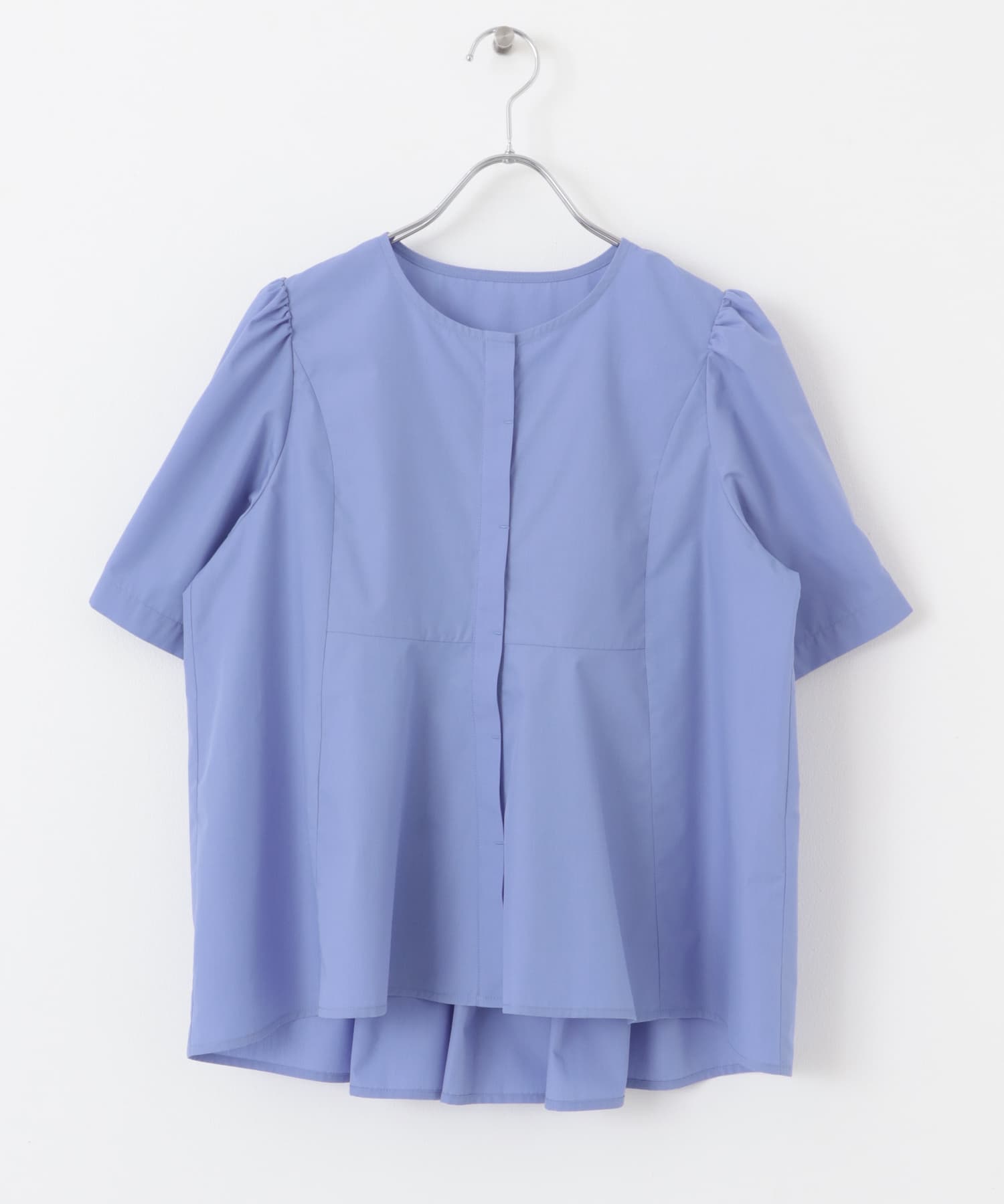 バックタックプリーツブラウス BLUE one