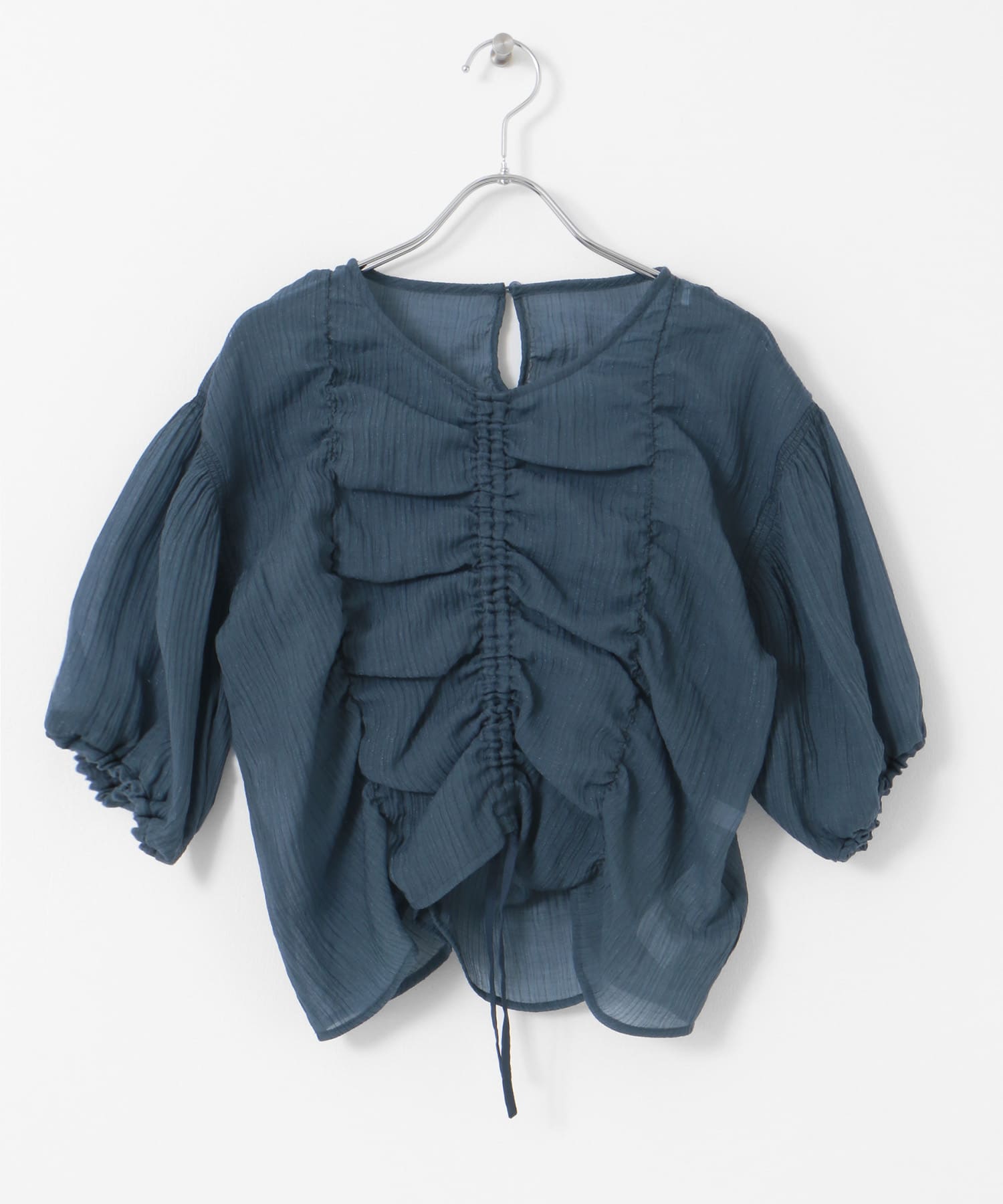 シャーリングブラウス(5分袖) TURQUOISE one