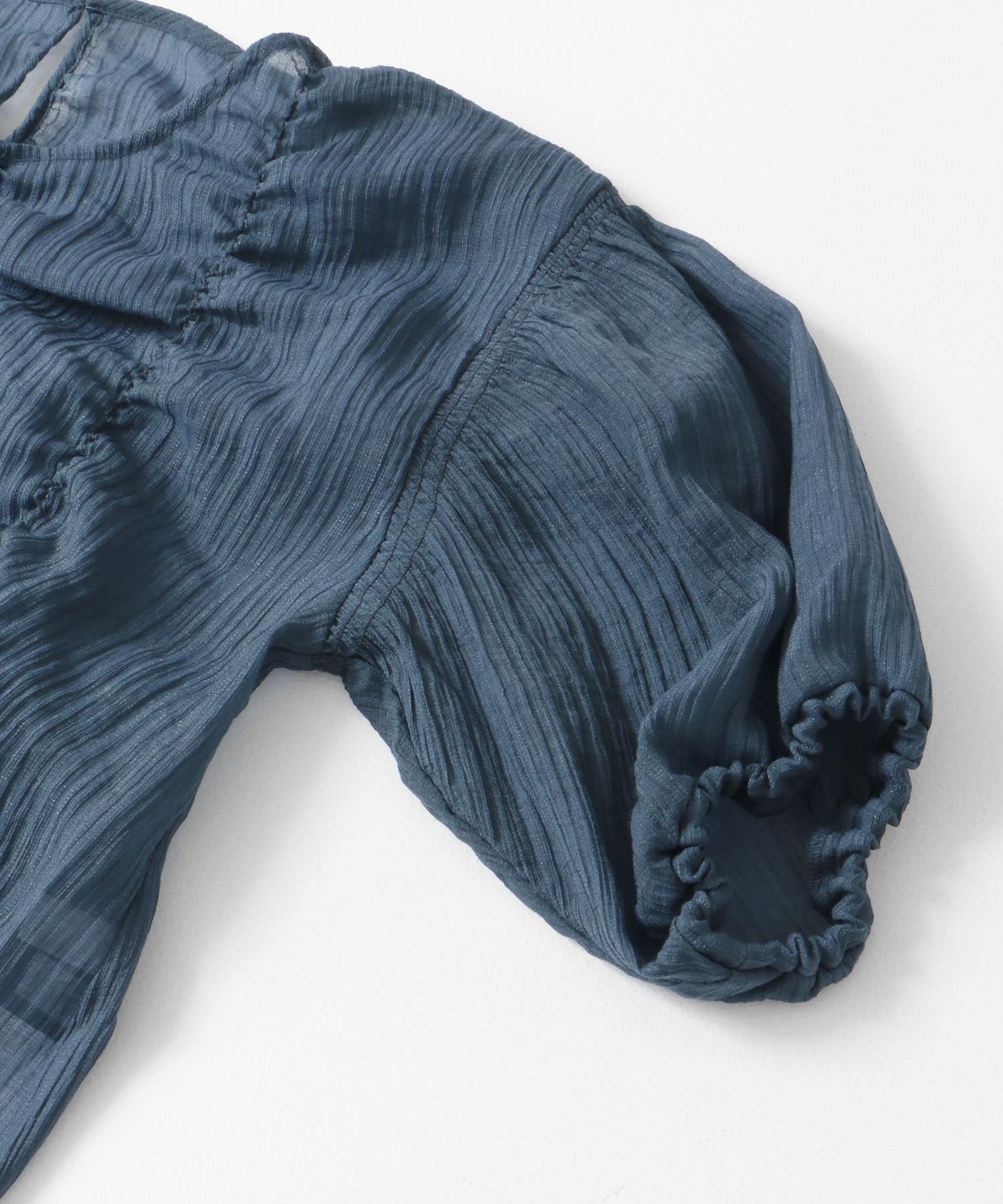 シャーリングブラウス(5分袖) TURQUOISE one