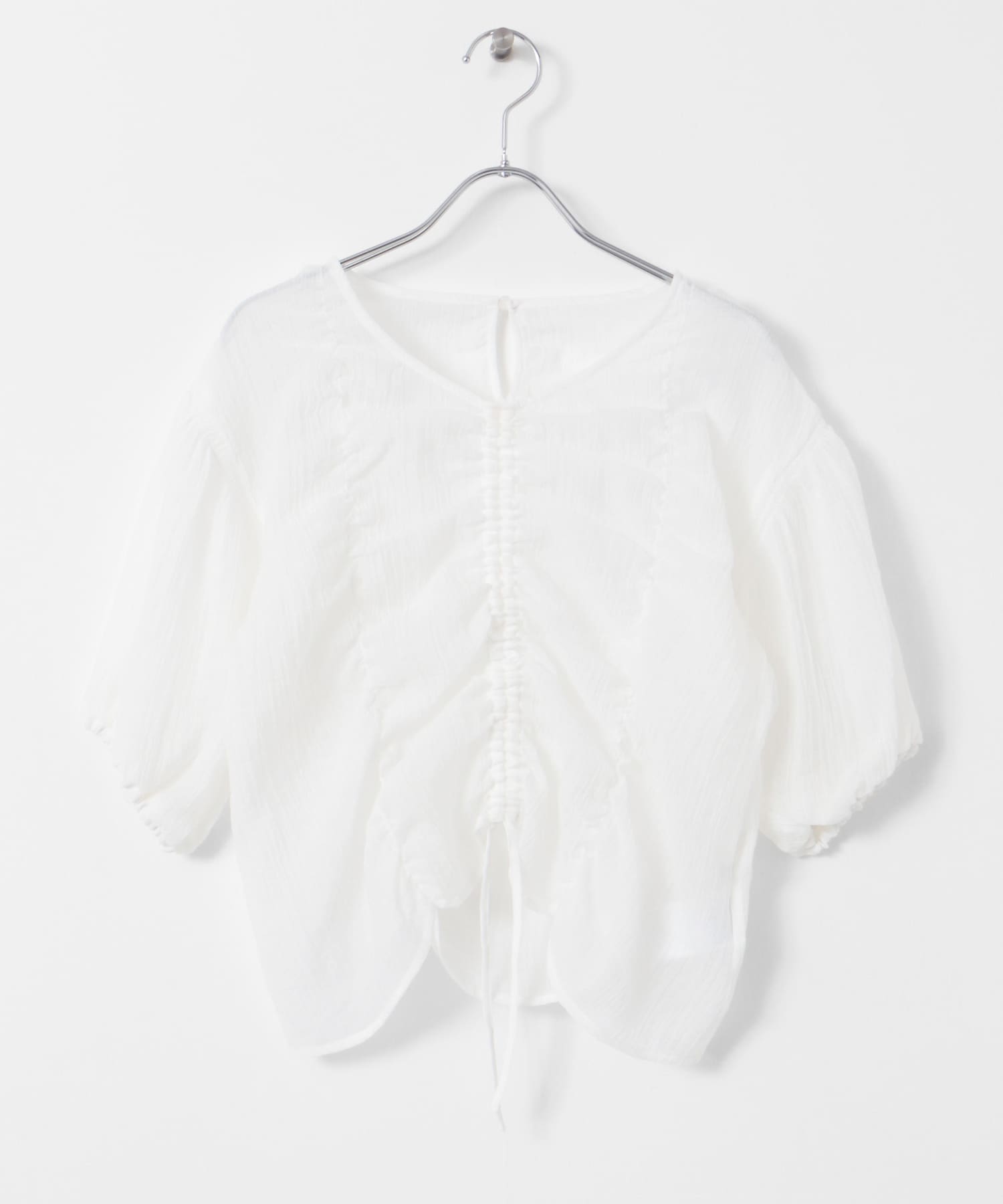 シャーリングブラウス(5分袖) OFF WHITE one