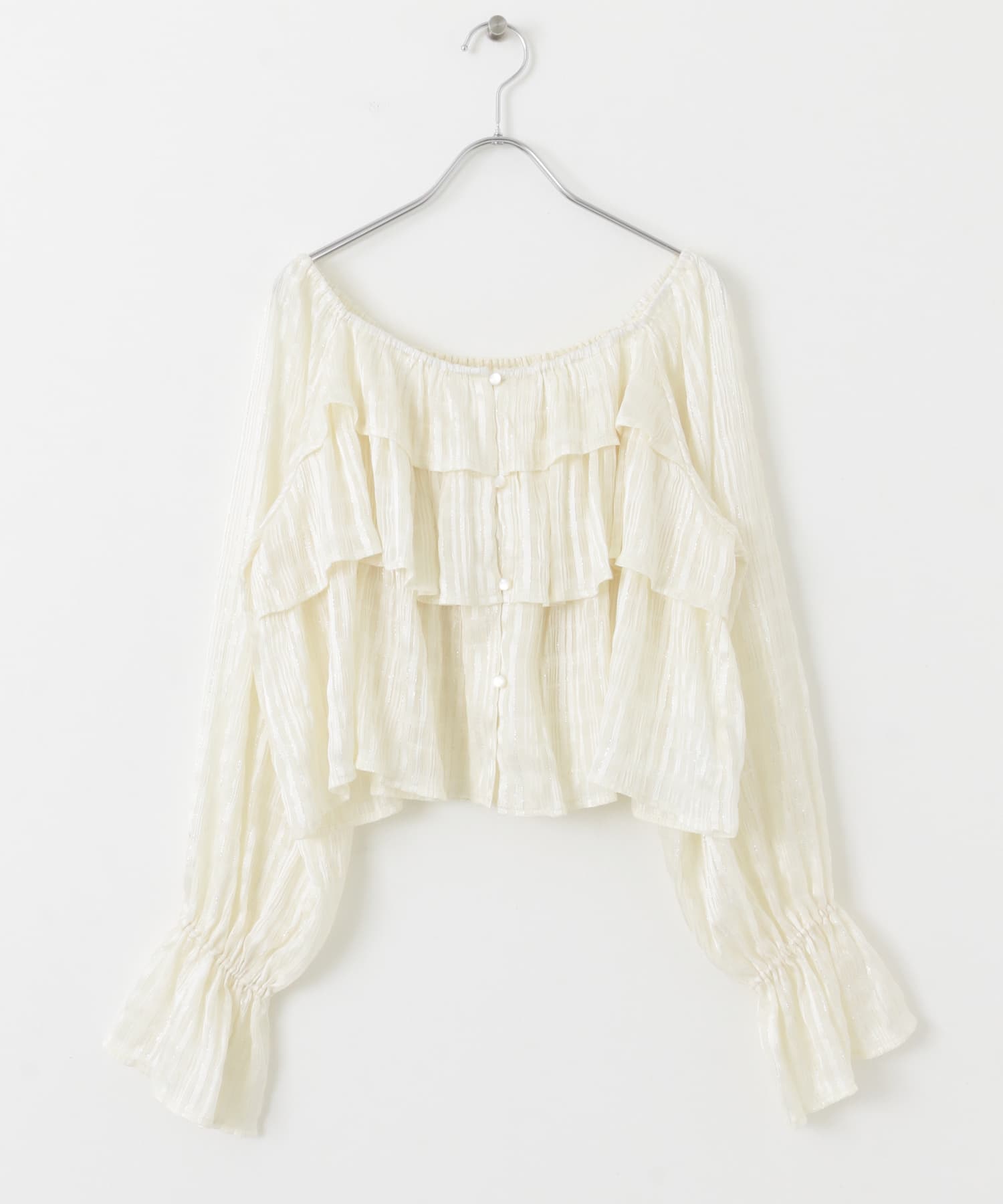 クロップドフリルブラウス OFF WHITE one