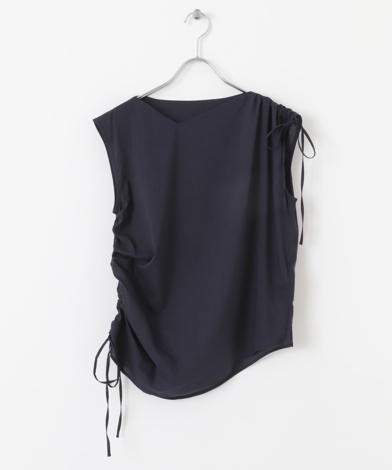 アシンメトリーシャーリングトップ NAVY one