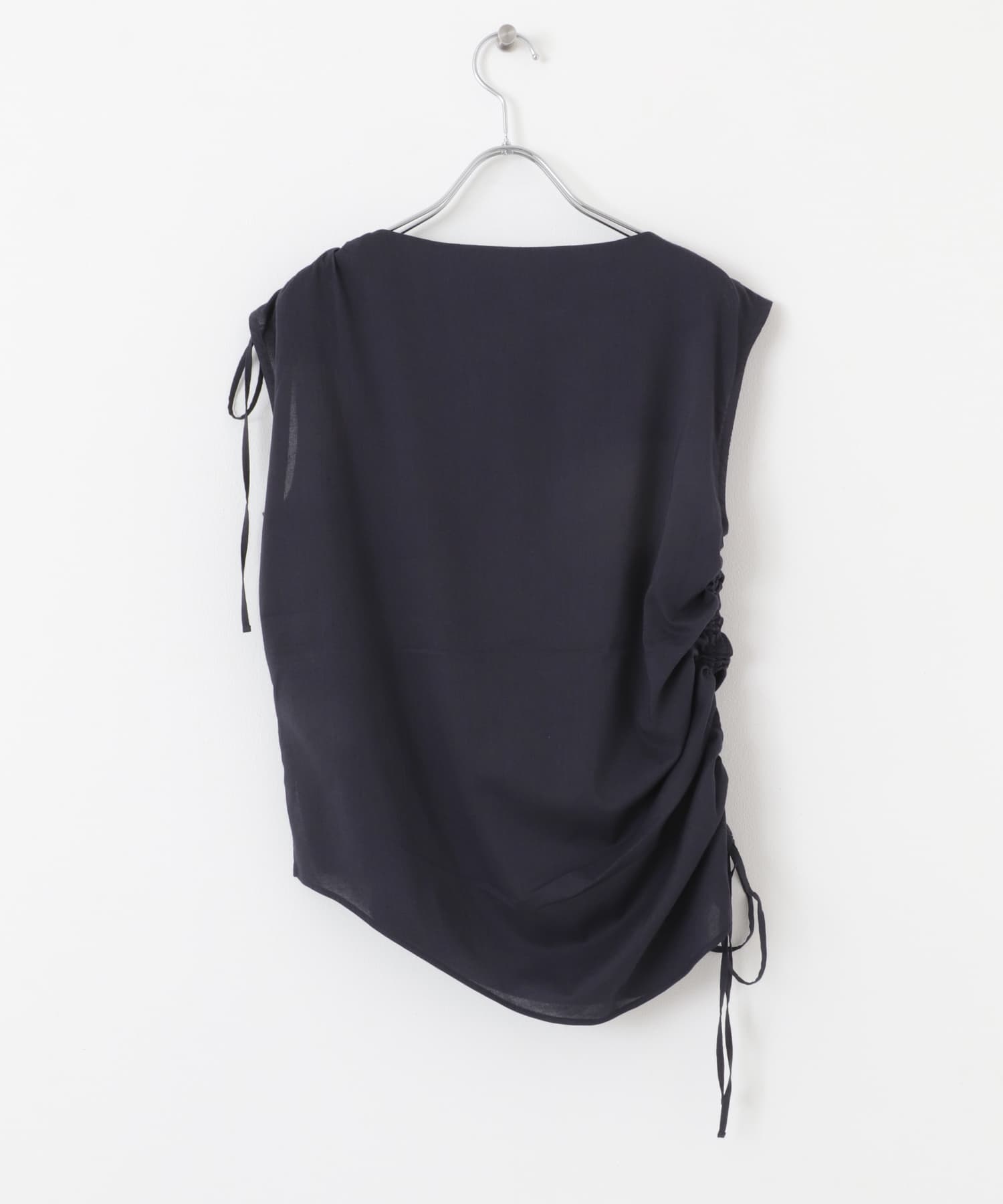 アシンメトリーシャーリングトップ NAVY one