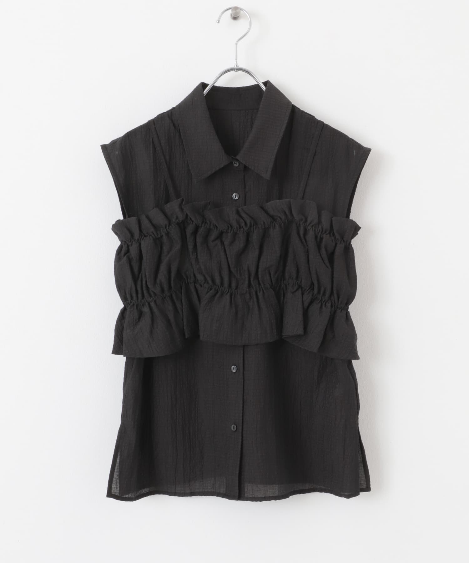 ビスチェセットノースリーブシャツ BLACK one